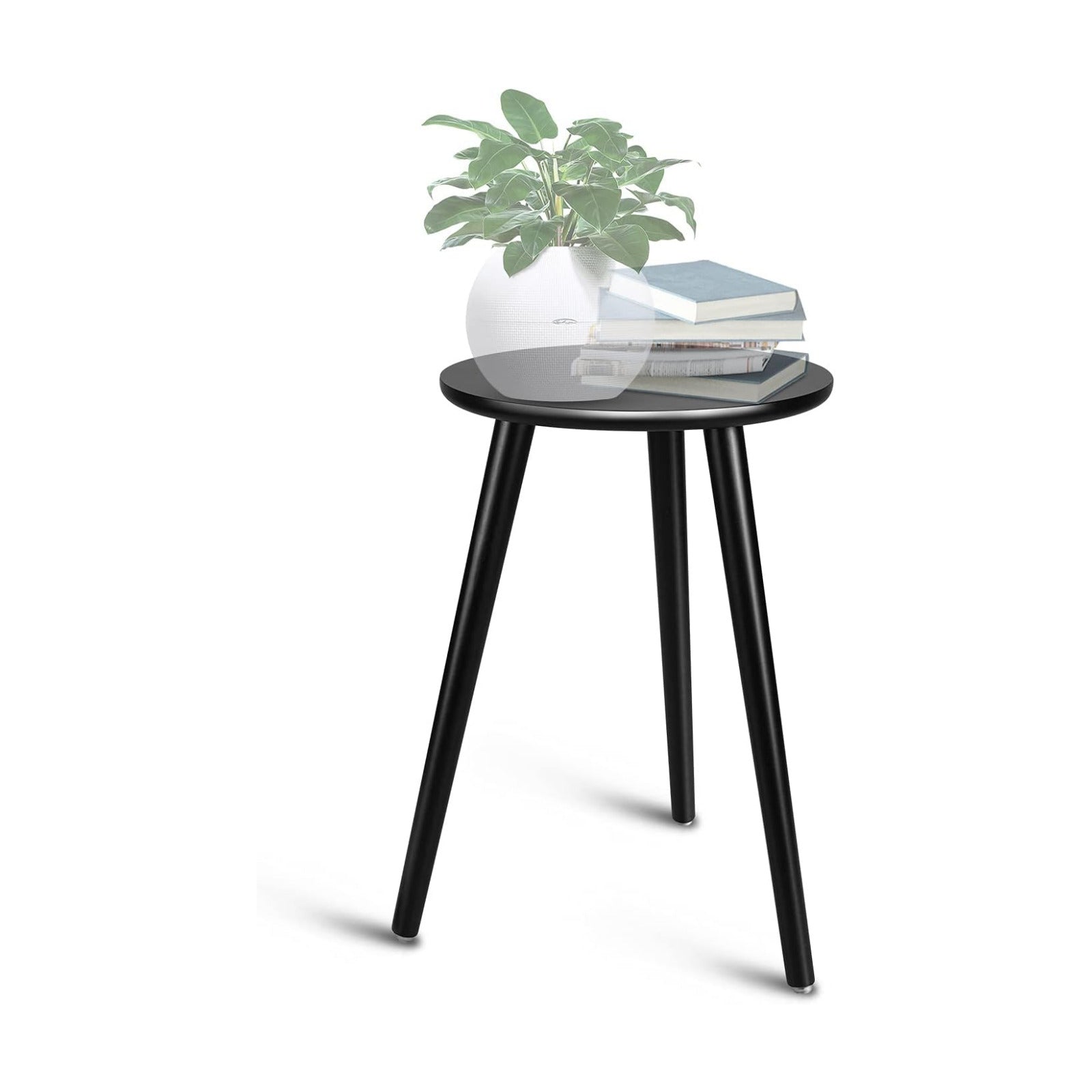 Indoor Plant Stand, Modern Plant Table 16.5" Tall Wood Mid Century Flower Holder Small Round Side End Table