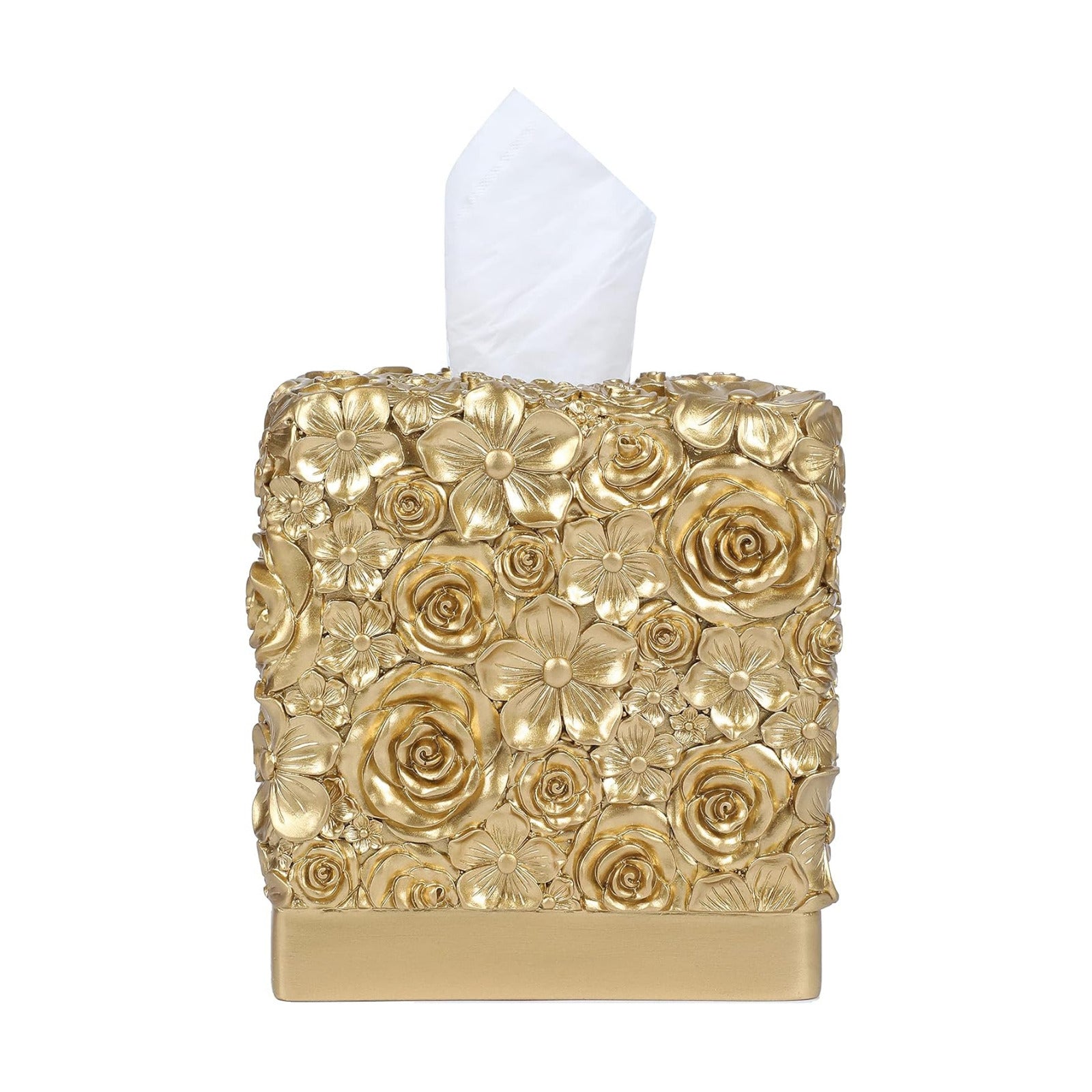 Modern Square Tissue Box Cover Holder / Petal Golden