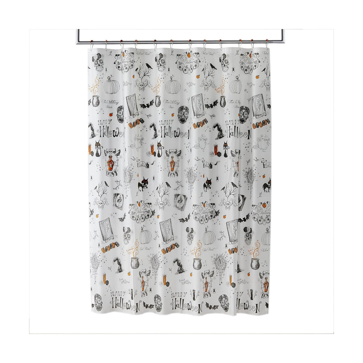 SKL Home Happy Halloween Shower Curtain & 12pc Hook Set, Multi