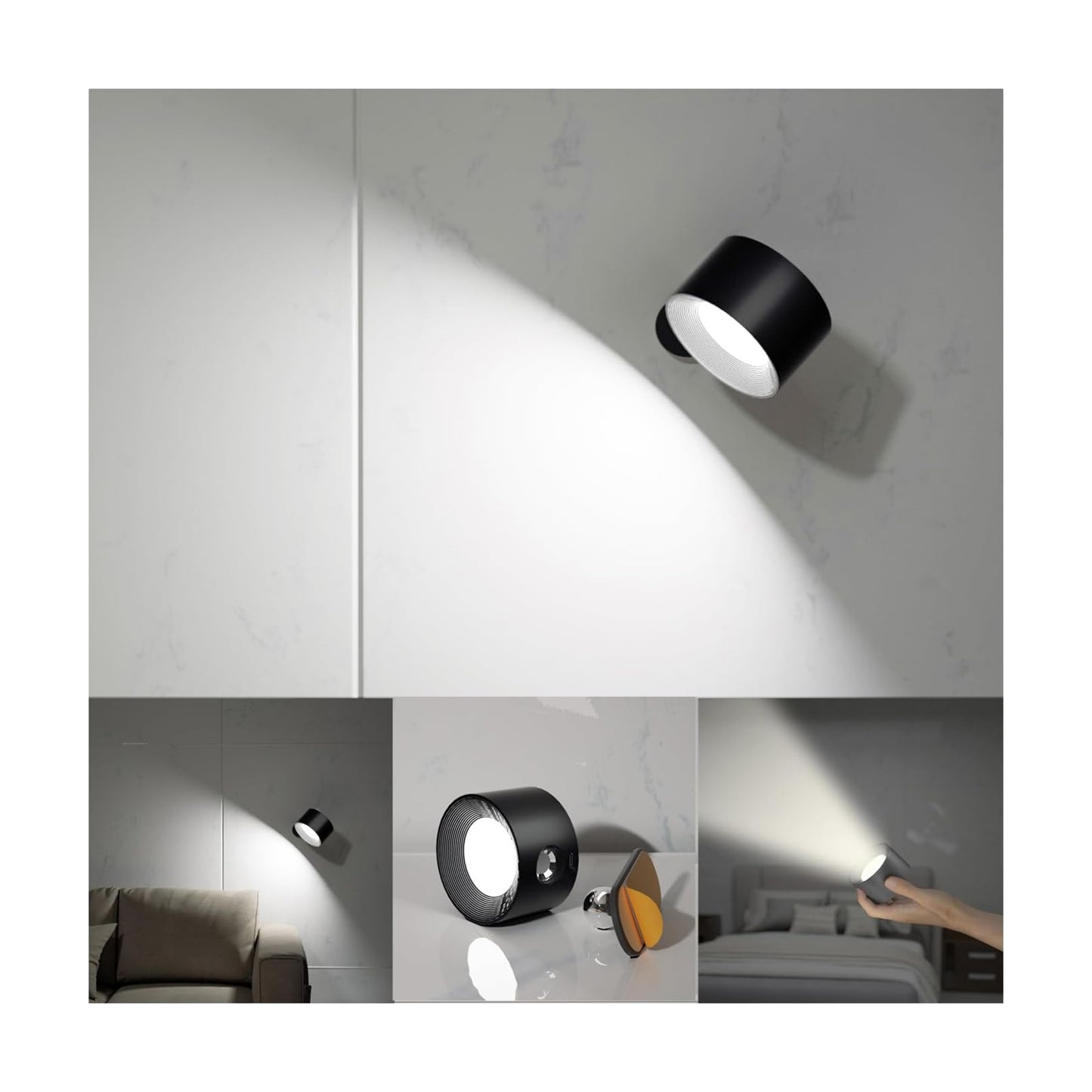 Koopala LED Reading Lights, Wall Mounted Sconces with 3 Color Temperatures & 3 Brightness Levels Rechargeable Battery