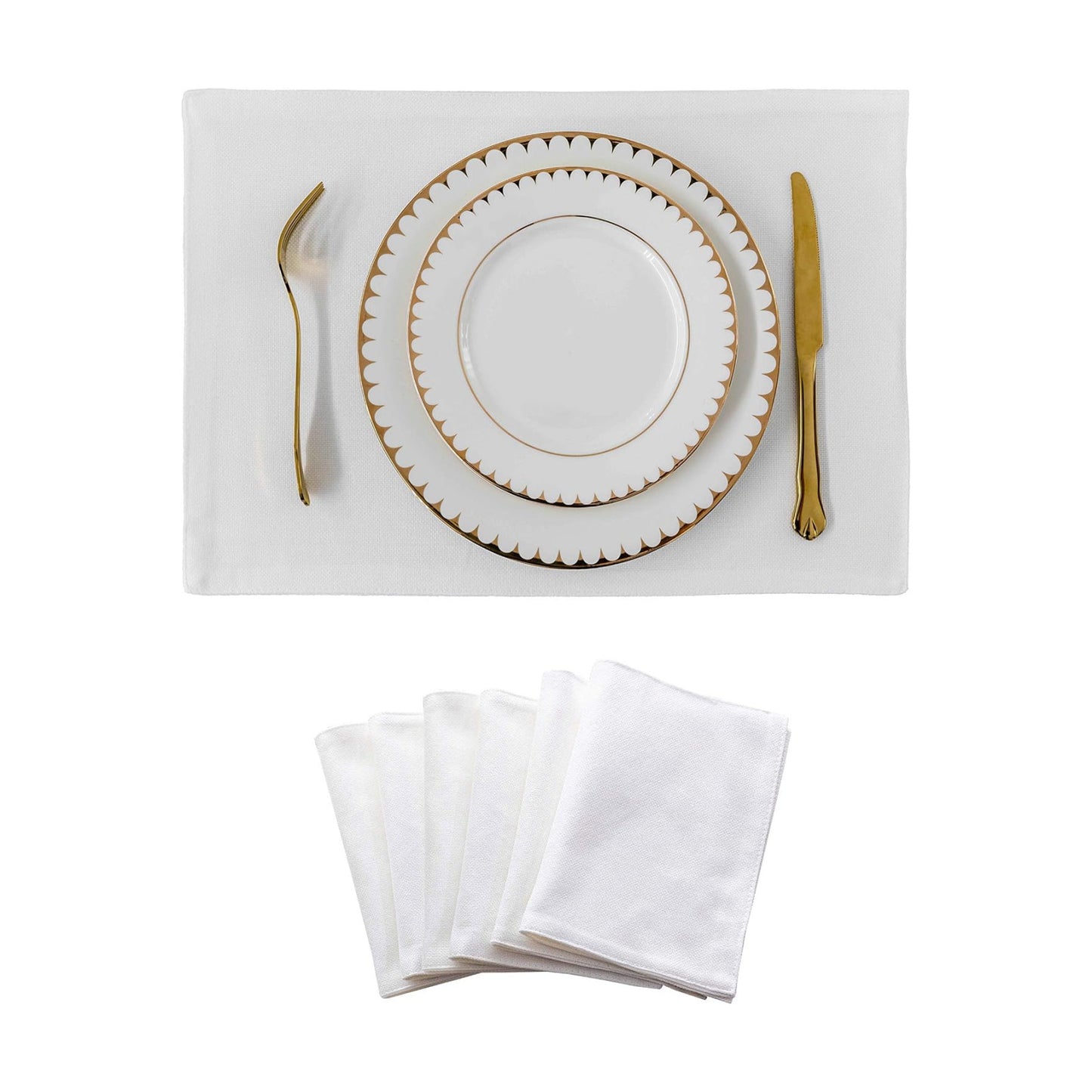 Home Brilliant White Placemats Set of 6 Heat Resistant Dining Table Place Mats for Kitchen Table for Wedding Party