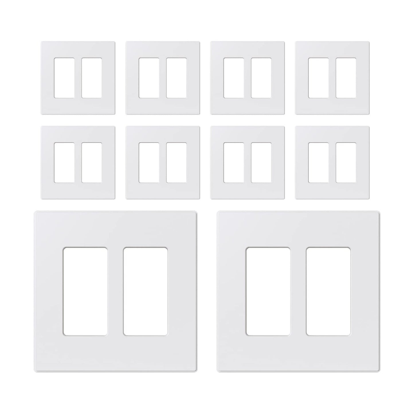 ELEGRP 2-Gang Screwless Decorative Wall Plates, Mid-Size Cover Plates, Unbreakable Thermoplastic Faceplate Cover for