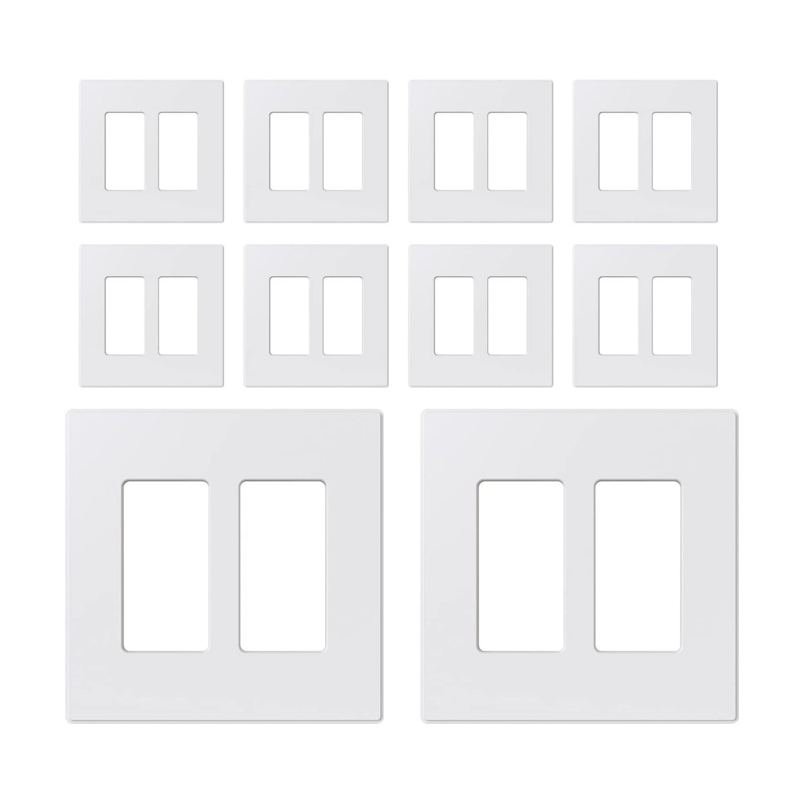ELEGRP 2-Gang Screwless Decorative Wall Plates, Mid-Size Cover Plates, Unbreakable Thermoplastic Faceplate Cover for