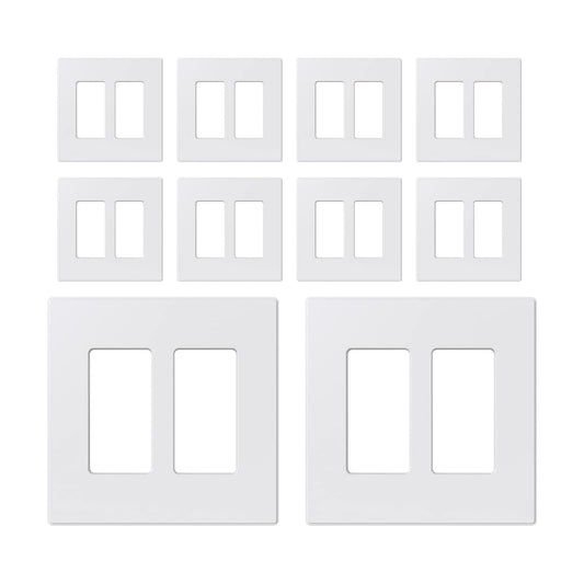 ELEGRP 2-Gang Screwless Decorative Wall Plates, Mid-Size Cover Plates, Unbreakable Thermoplastic Faceplate Cover for