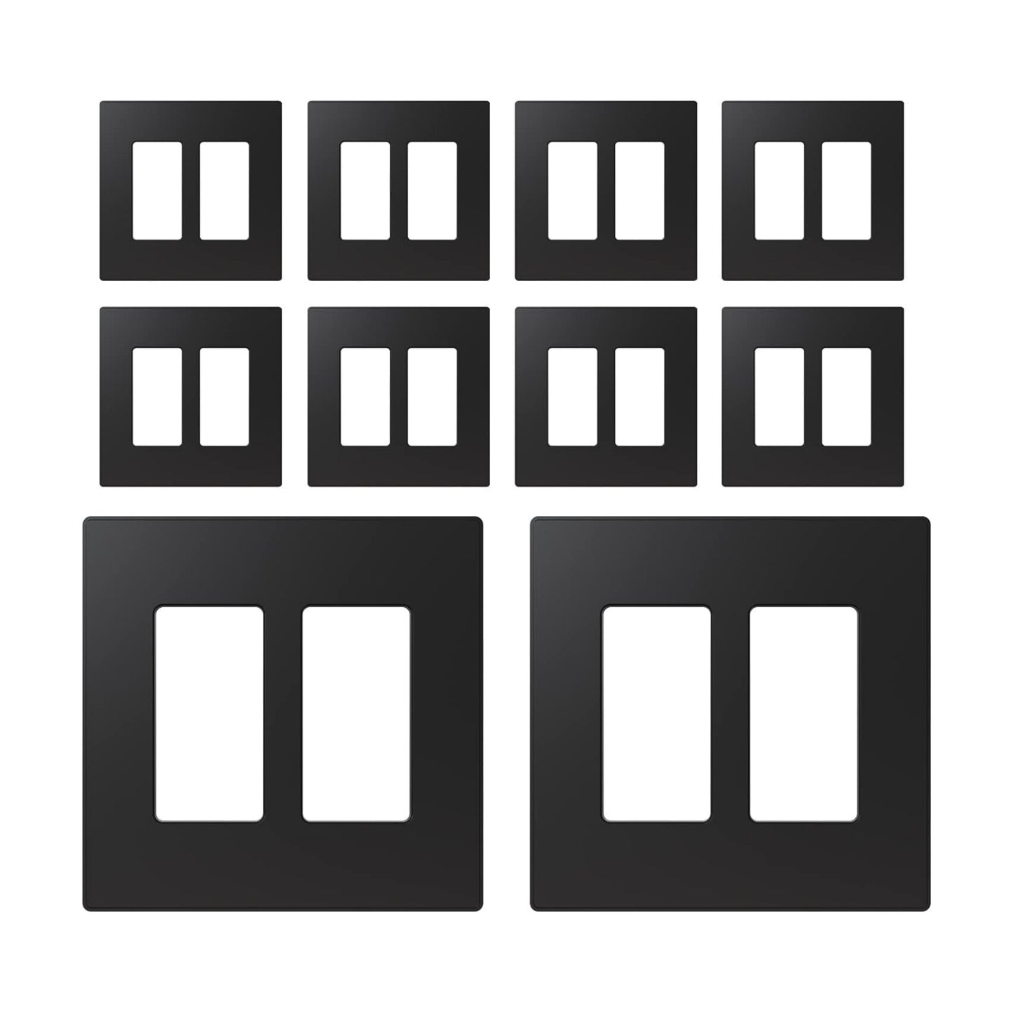 ELEGRP 2-Gang Screwless Decorative Wall Plates, Mid-Size Cover Plates, Unbreakable Thermoplastic Faceplate Cover for