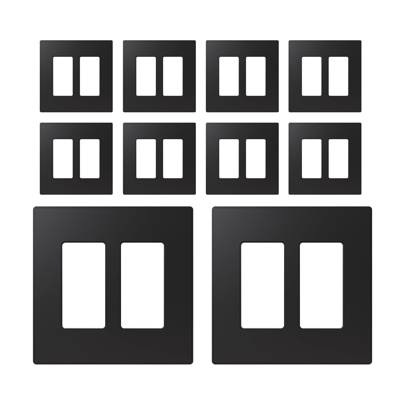 ELEGRP 2-Gang Screwless Decorative Wall Plates, Mid-Size Cover Plates, Unbreakable Thermoplastic Faceplate Cover for