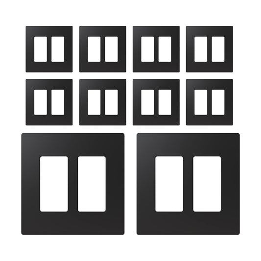 ELEGRP 2-Gang Screwless Decorative Wall Plates, Mid-Size Cover Plates, Unbreakable Thermoplastic Faceplate Cover for