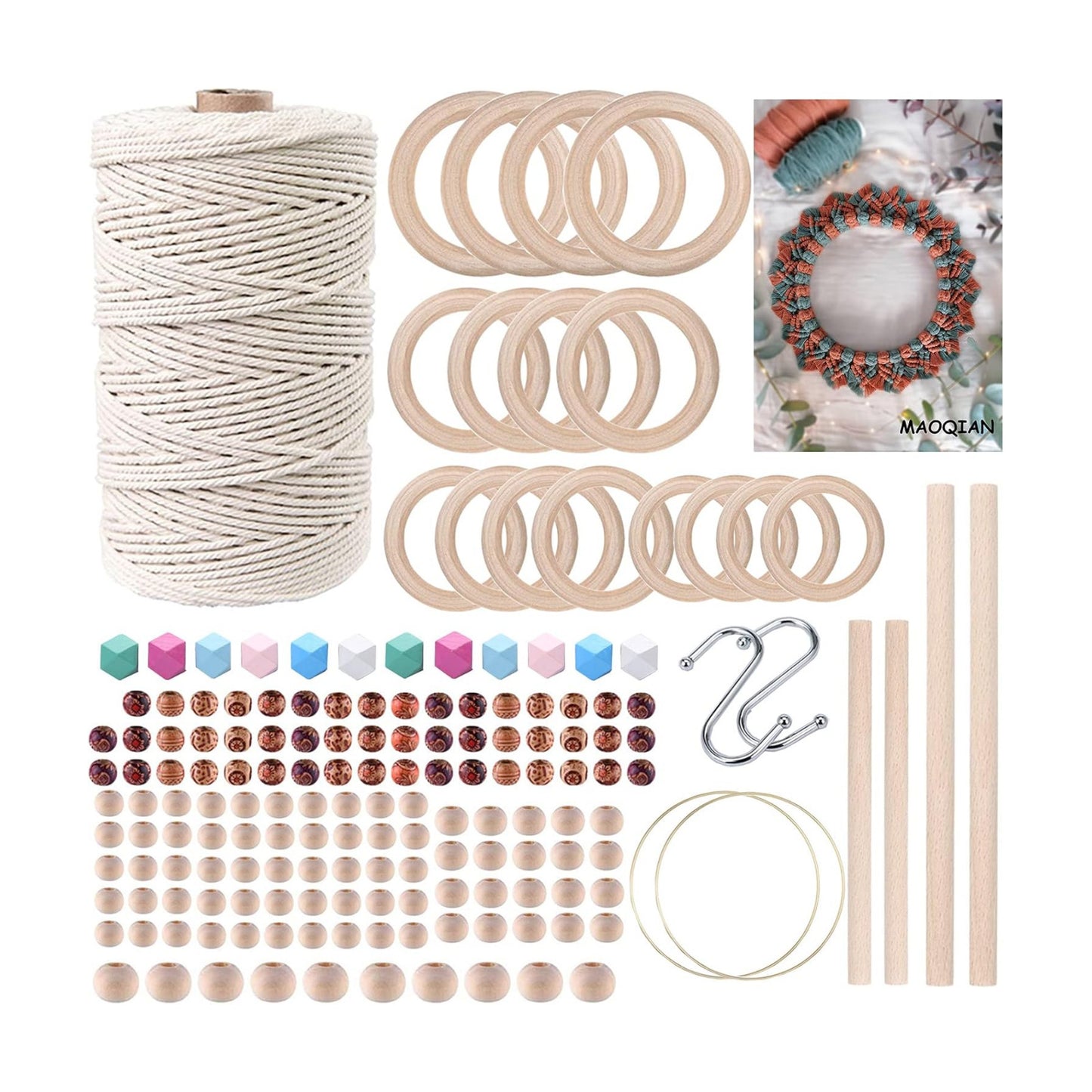 Best Macrame Supplies / 3MM x 220yards Kit / Natural / Set of 169