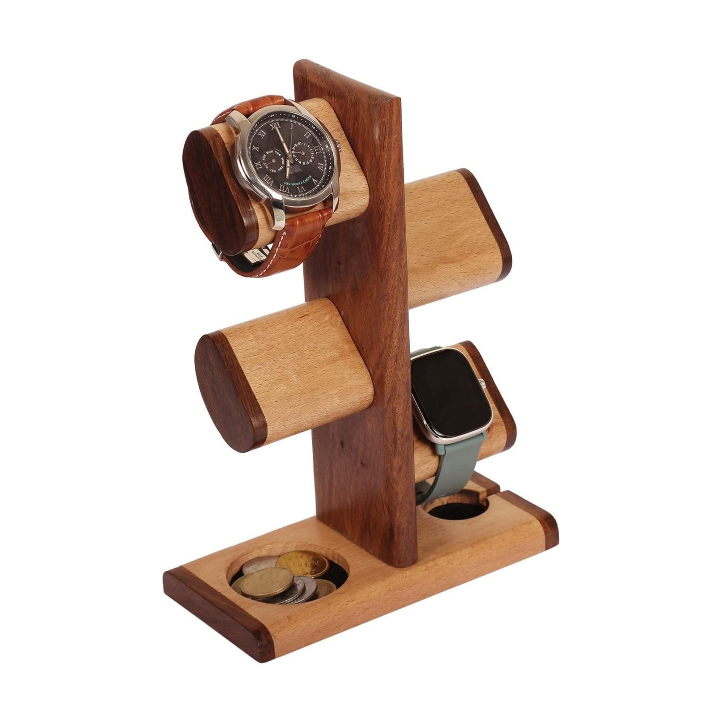 DEALS ABHANDICRAFTS - Watch Stand 5 in One Multiple Watch Display Tower for men, Charging Station Jewelry Organizer for