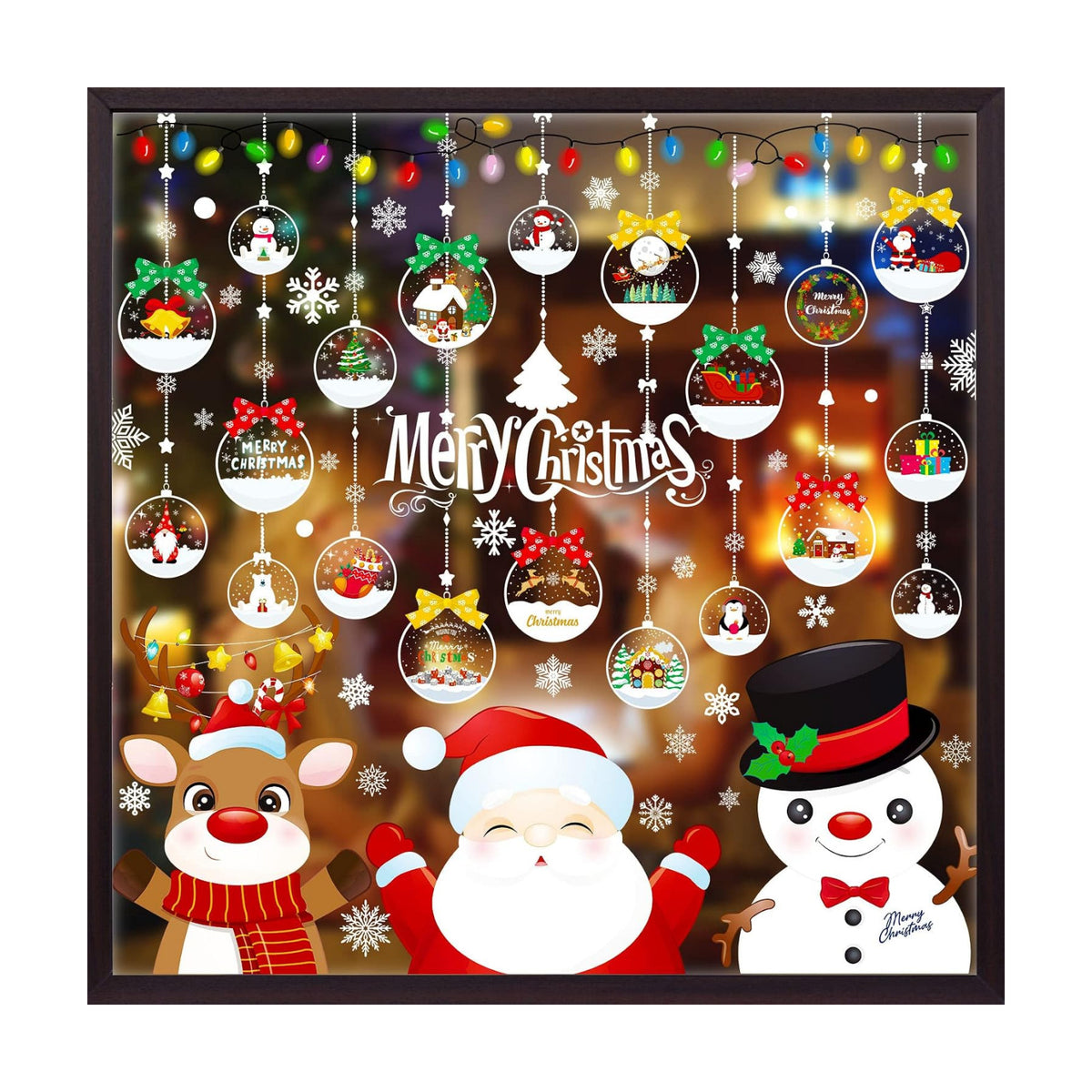 MISS FANTASY Christmas Window Clings Decorations 10 Sheets Large Merry Snowflake Window Stickers Decals for Glass Double Sided Christmas Decorations for Home Office School Classroom