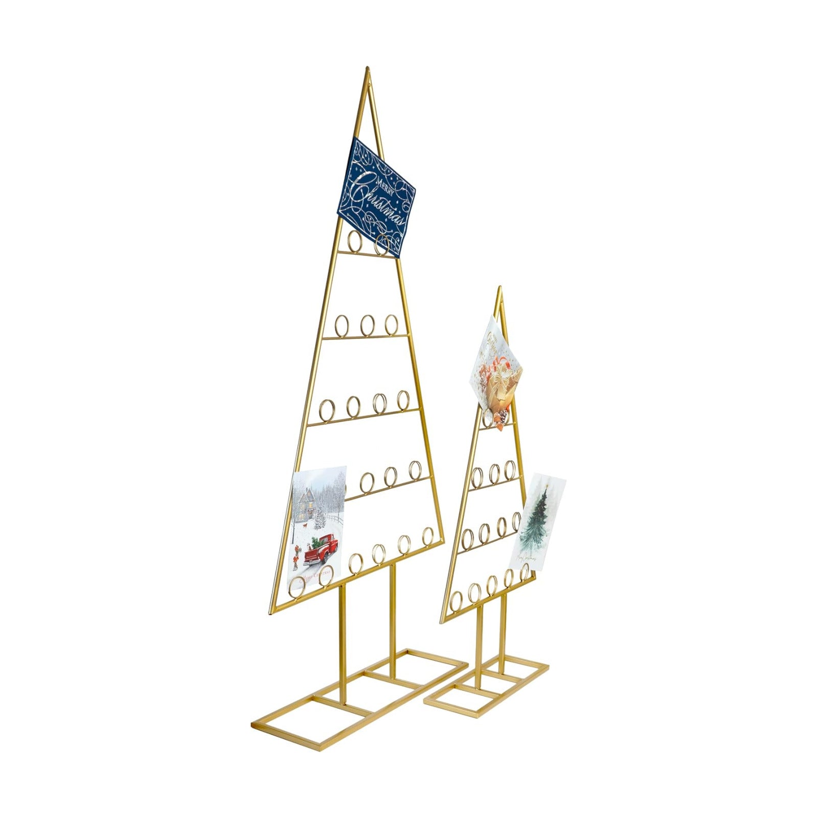 Red Co. Set of 44 and 30" Decorative Metal Tabletop Ornament Tree Card & Photo Holders in 2 Sizes - Gold