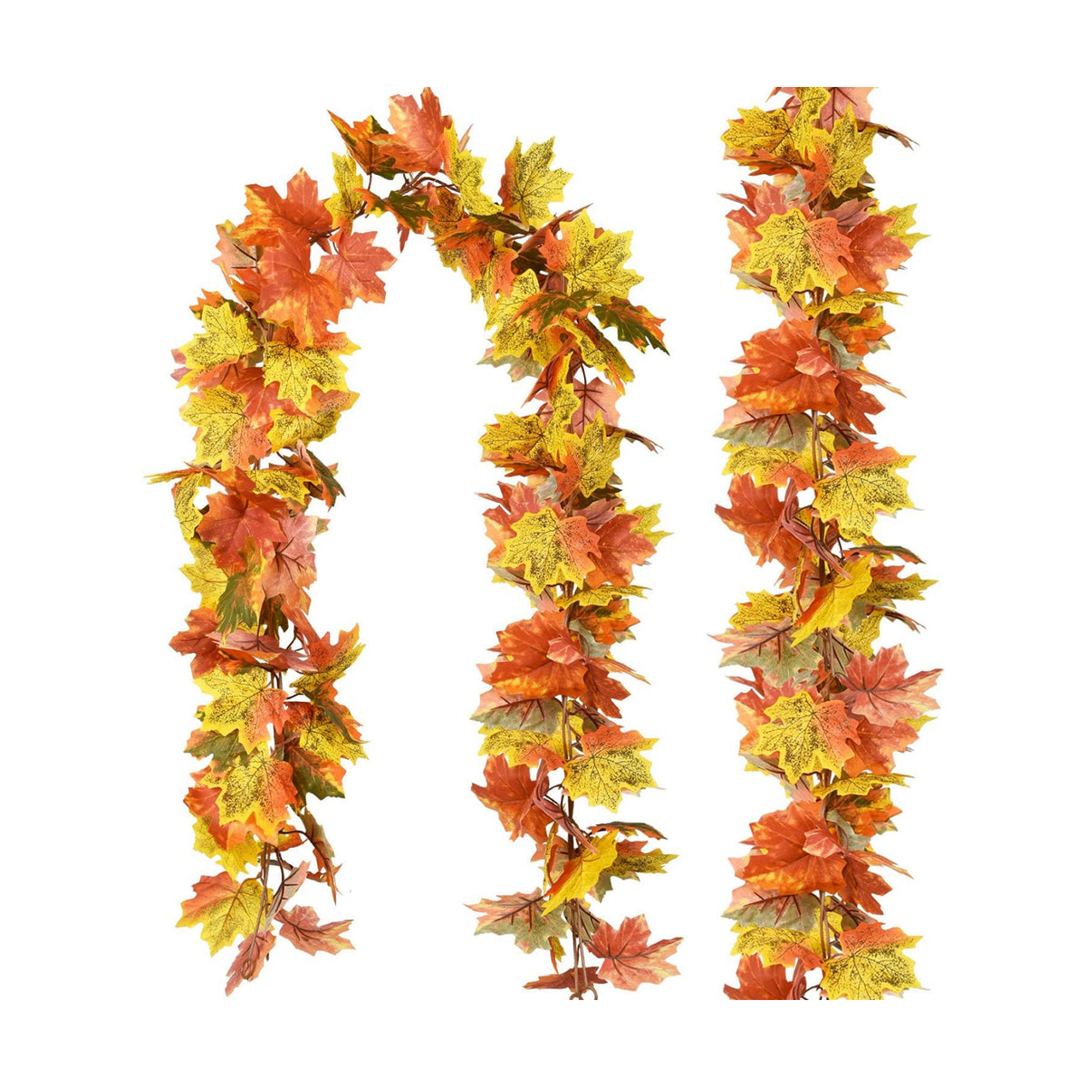 DearHouse 2 Pack Fall Garland Maple Leaf, 5.9Ft/Piece Hanging Vine Garland Artificial Autumn Foliage Garland Thanksgiving Decor for Home Wedding Fireplace Party Christmas (Light Green)