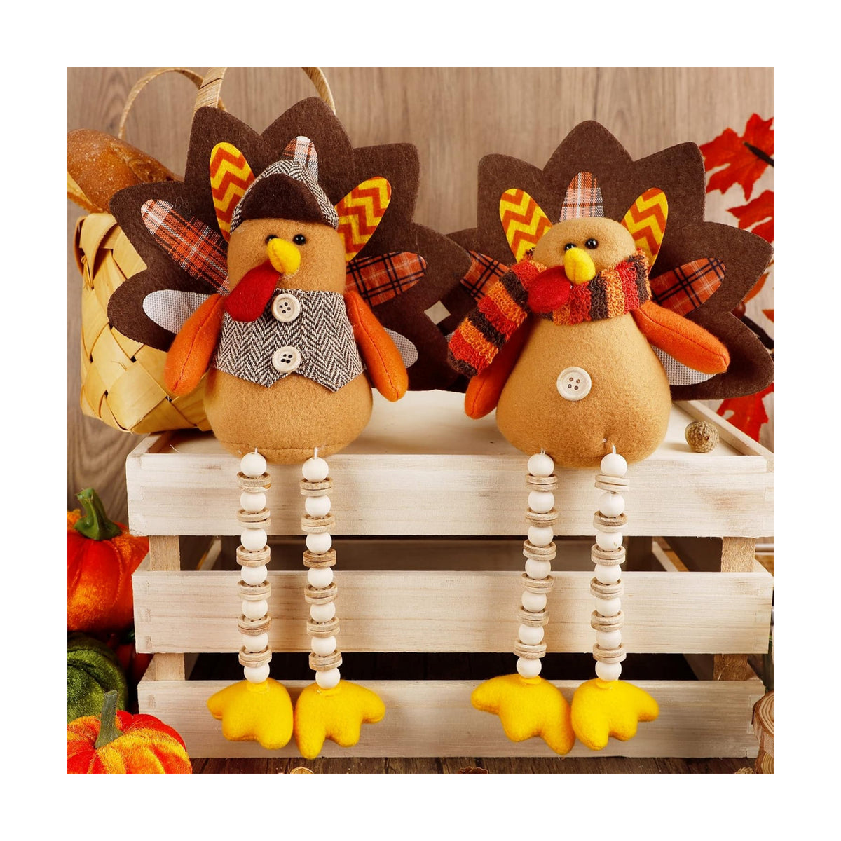 winemana 2 Pack Thanksgiving Decorations Stuffed Turkeys