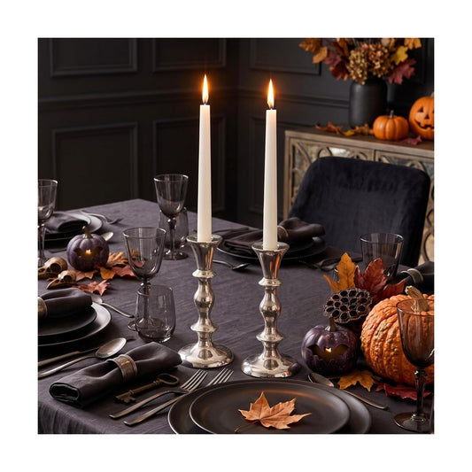 Rely+ Silver Candle Holders Set of 2 Decorative Centerpiece Table Candlesticks Holders for Taper Candles Home Decor Easter Candle Holders for Dinner Party Wedding Decorations