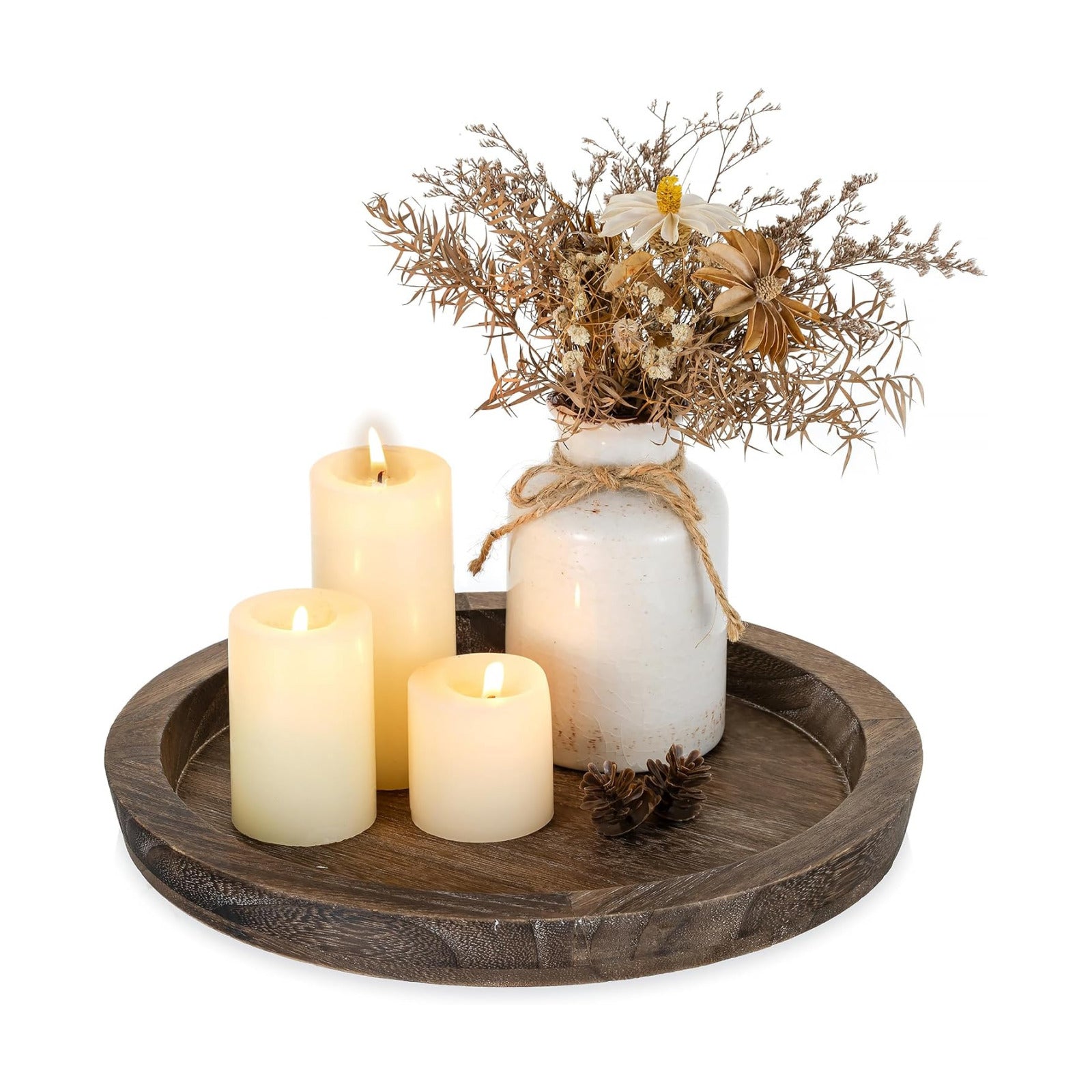 Farmhouse Wooden Candle Tray / Rustic / 11 Inch