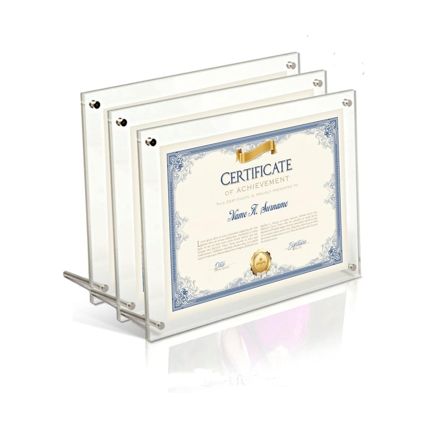 BFRed Acrylic Photo Frame Brackets Or Hanging Picture Frames,File Certificate Wall Mount Floating and Desktop Photo
