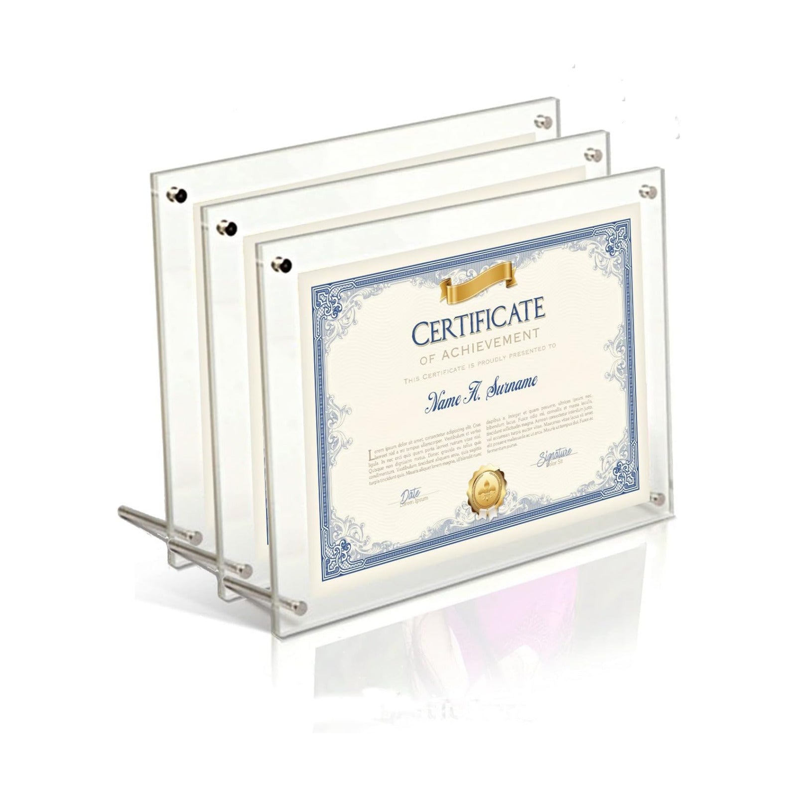 BFRed Acrylic Photo Frame Brackets Or Hanging Picture Frames,File Certificate Wall Mount Floating and Desktop Photo