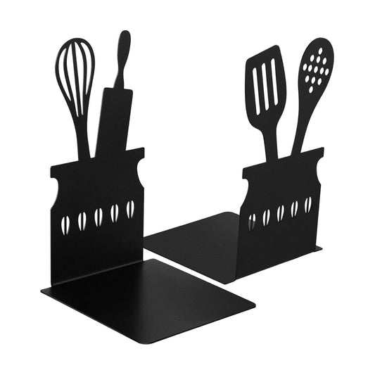 Metal Kitchen Bookends / Black / 5.9 x 3.9 x 3.9
