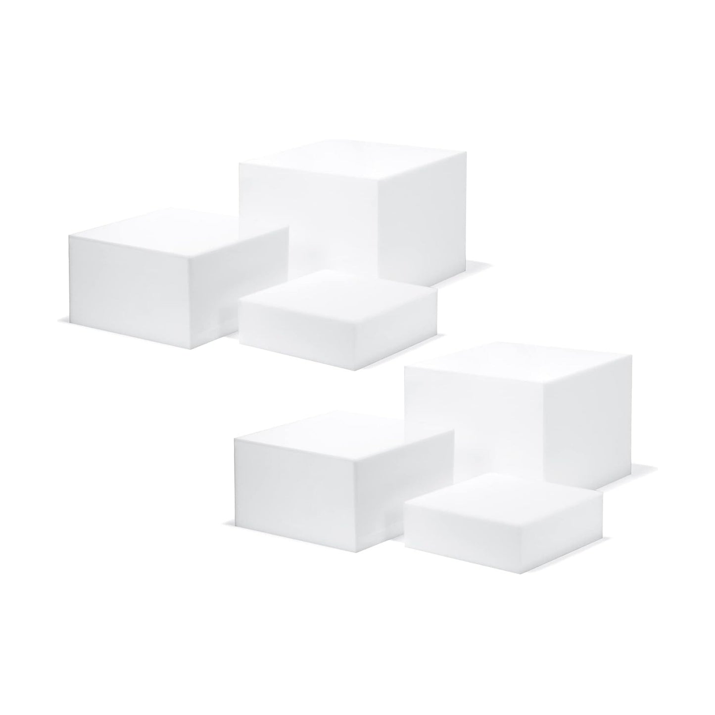 Red Co. Set of 3 Glossy White Acrylic Cube Display Nesting Risers with Hollow Bottoms - 2 Pack