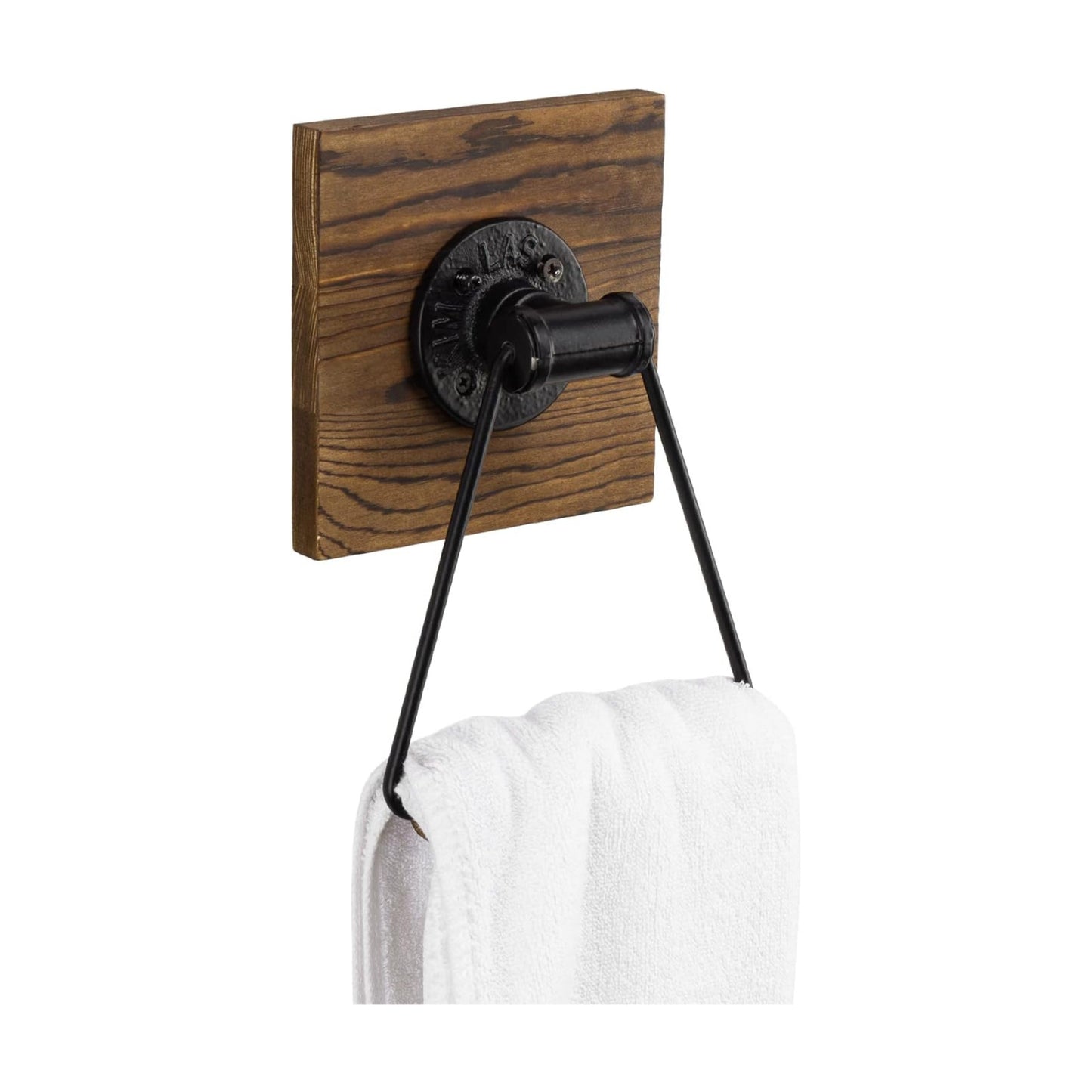 MyGift Bathroom Hand Towel Holder, Towel Rack Ring 5.5x8.7 inch for Kitchen, Laundry Room, Matte Black Industrial Metal