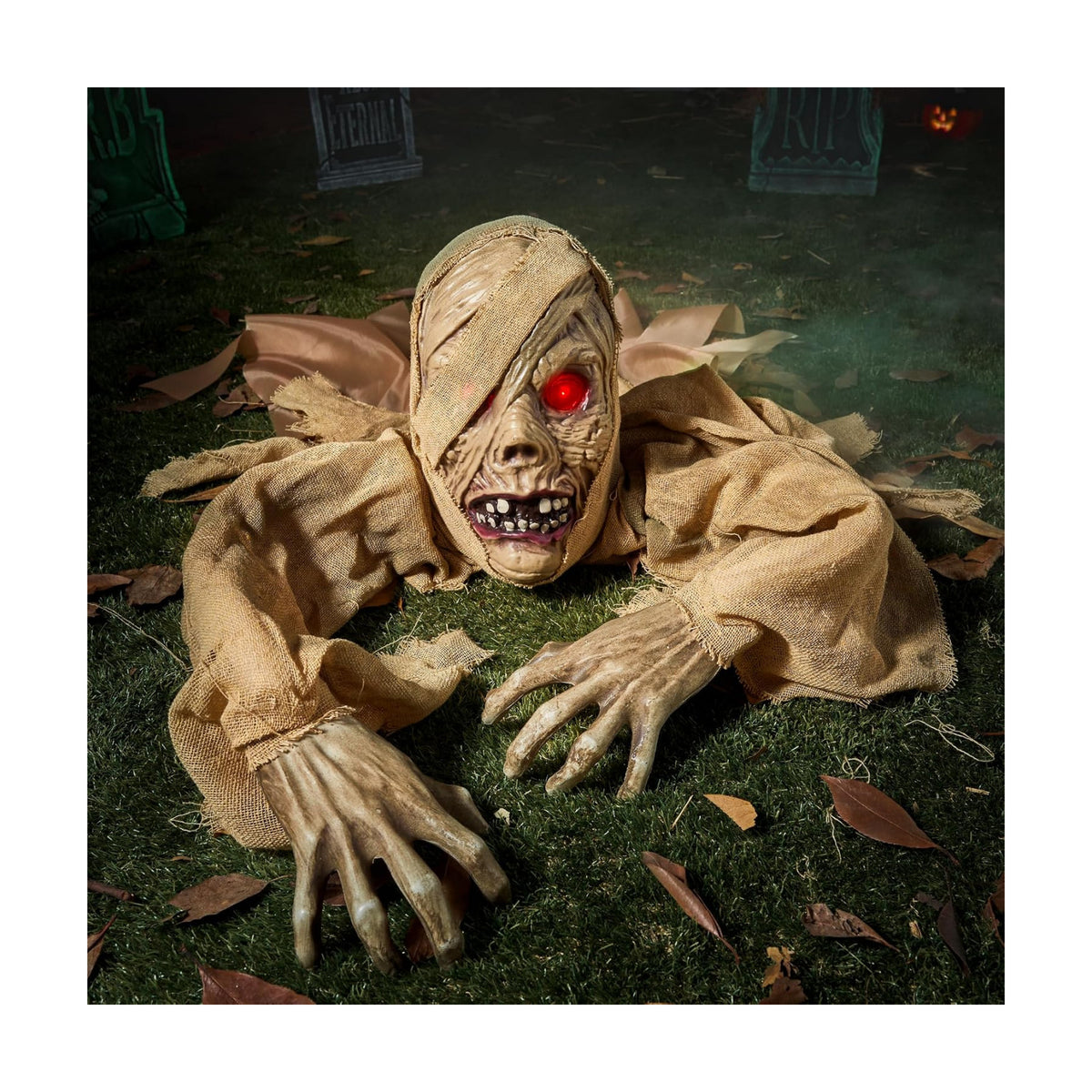 JOYIN Halloween Zombie Groundbreaker Outdoor Decoration, Zombie Groundbreaker with Light-up Eye and Creepy Sound (IR Sensor Activated) for Halloween Outside, Lawn, Graveyard Decor, Haunted House Props