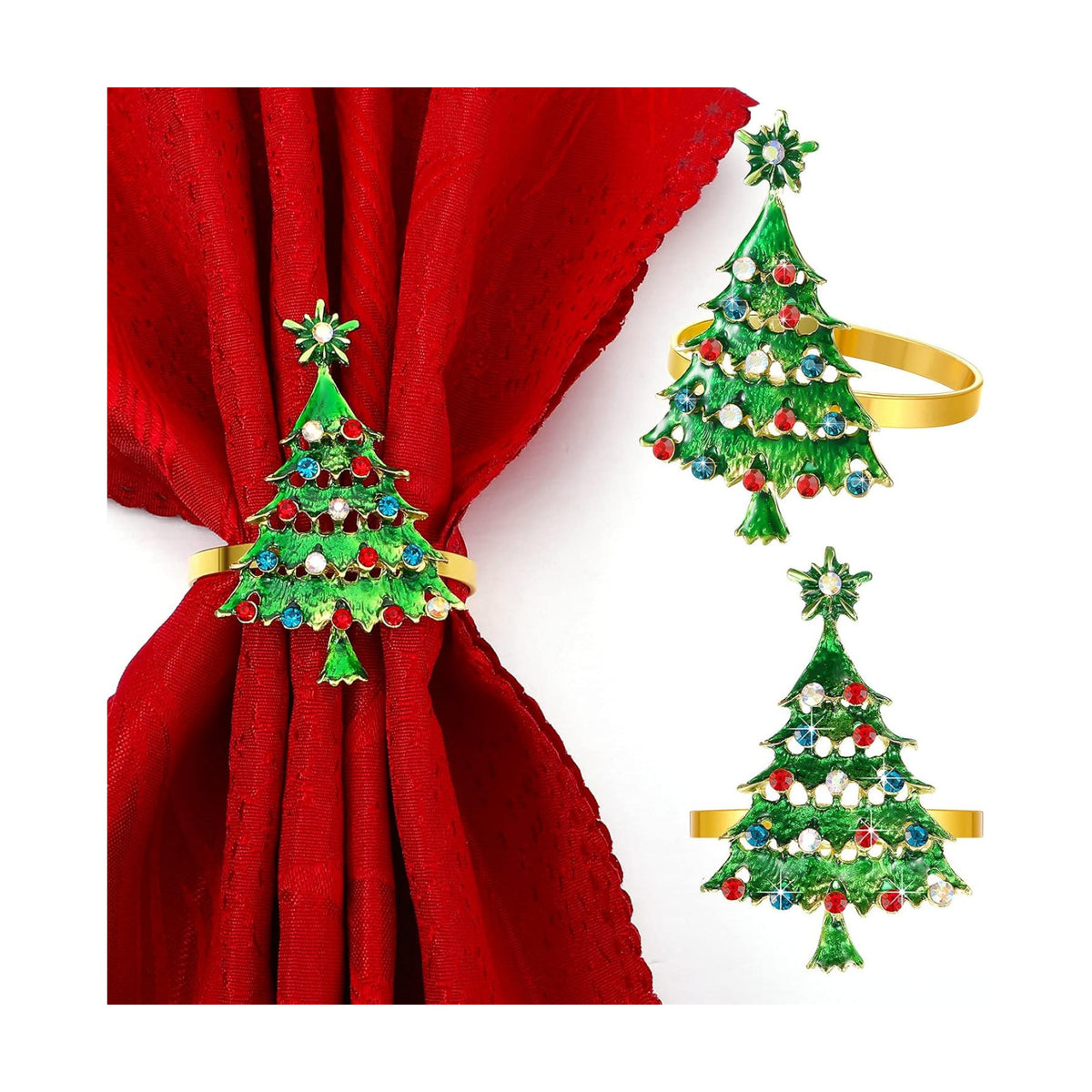 Outus 12 Christmas Tree Napkin Rings Metal Holders Xmas Holiday Table