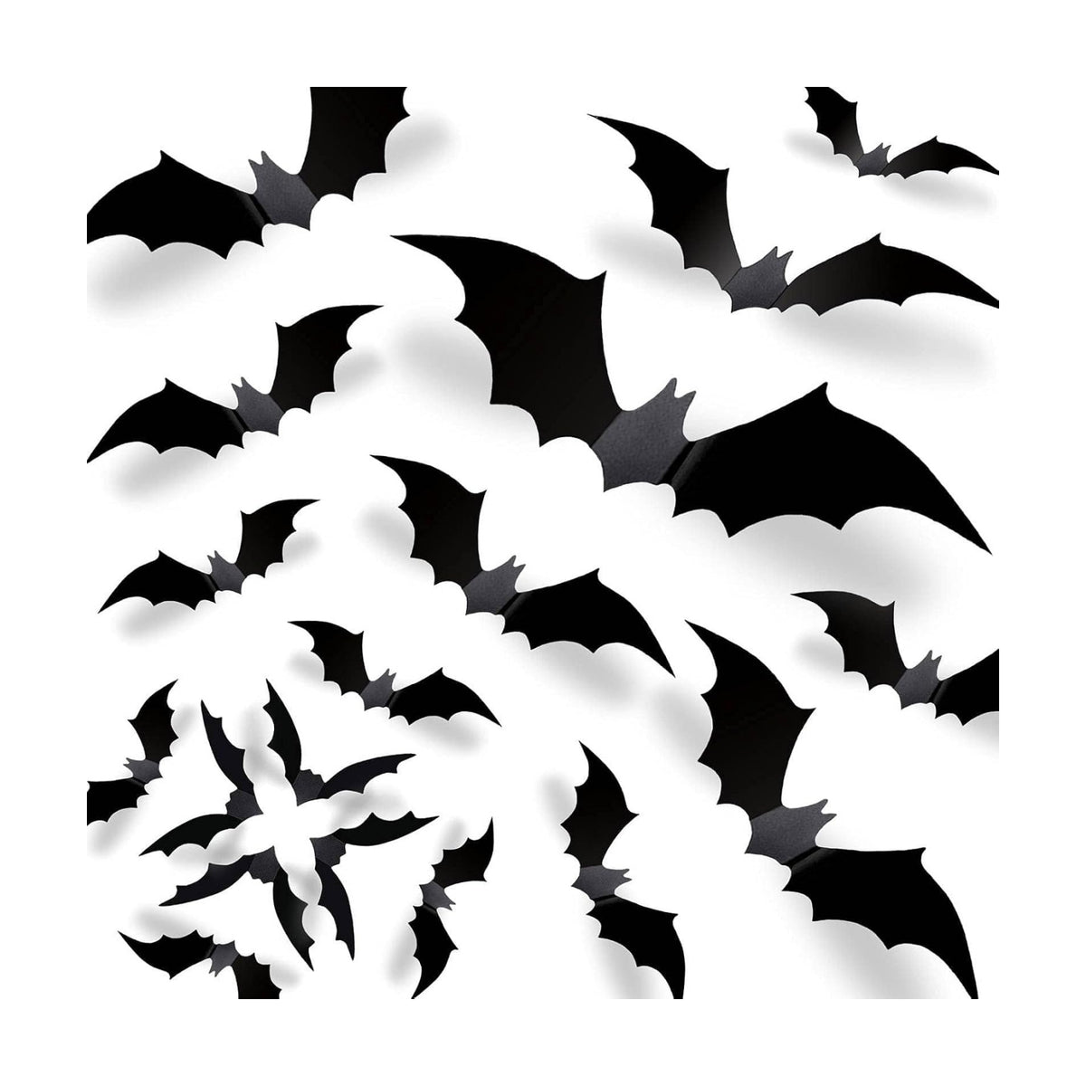 CESOF 70 Pcs Halloween Bats Wall Decor, 3D Matte Black DIY Reusable Sticker