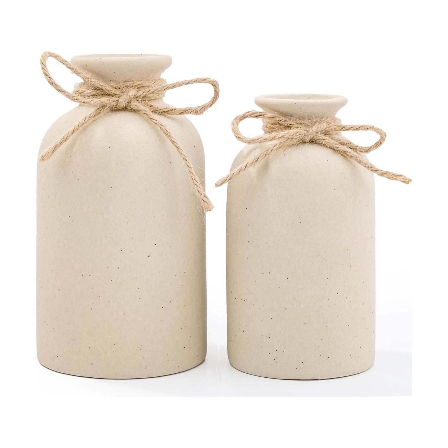 Hirdbrote Small Ceramic Vases for Decor 2-Piece / Beige & Black Dot