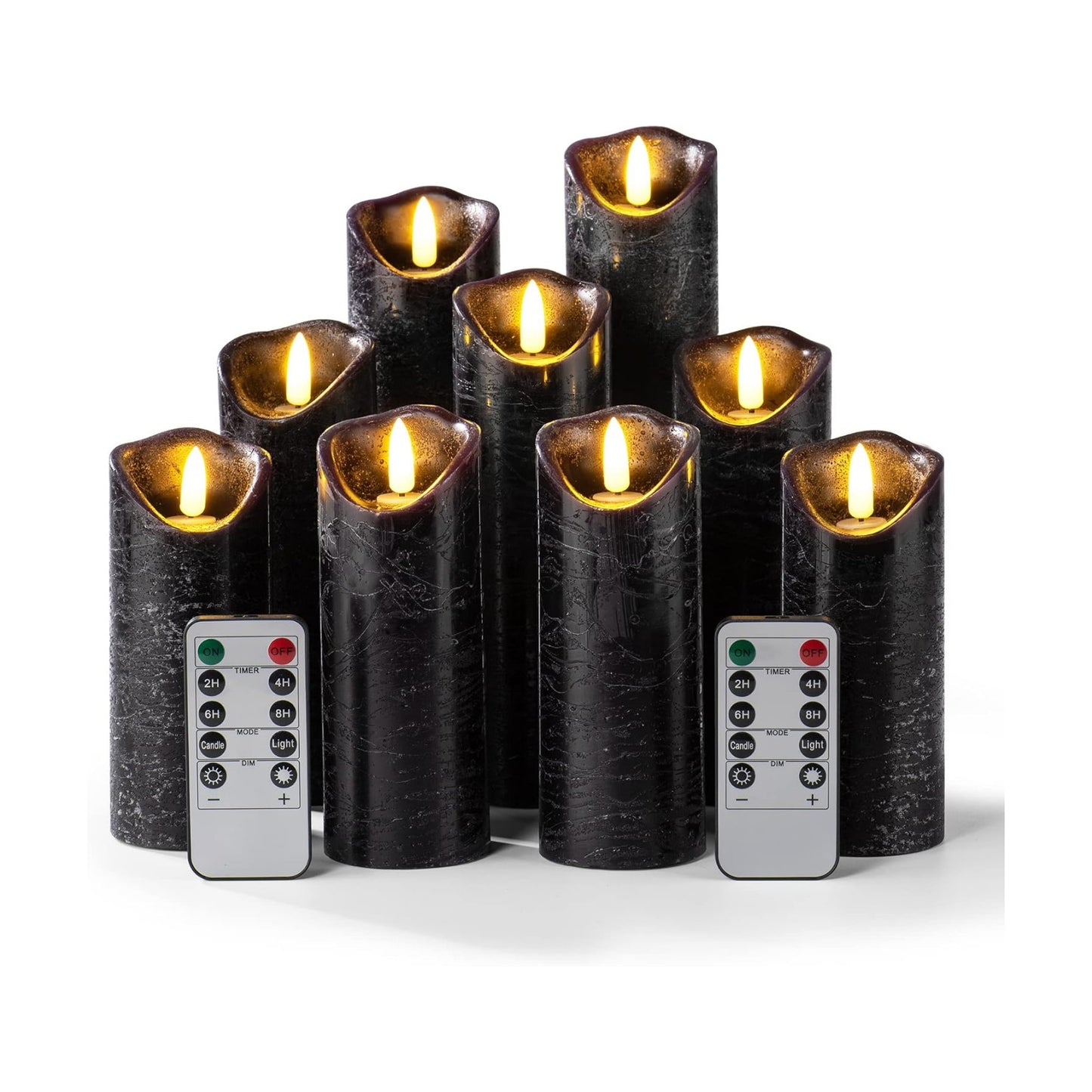 Hausware Set of 9 Flameless Candles Battery Operated LED Real Wax Flickering Electric Candles with Remote Control Timer