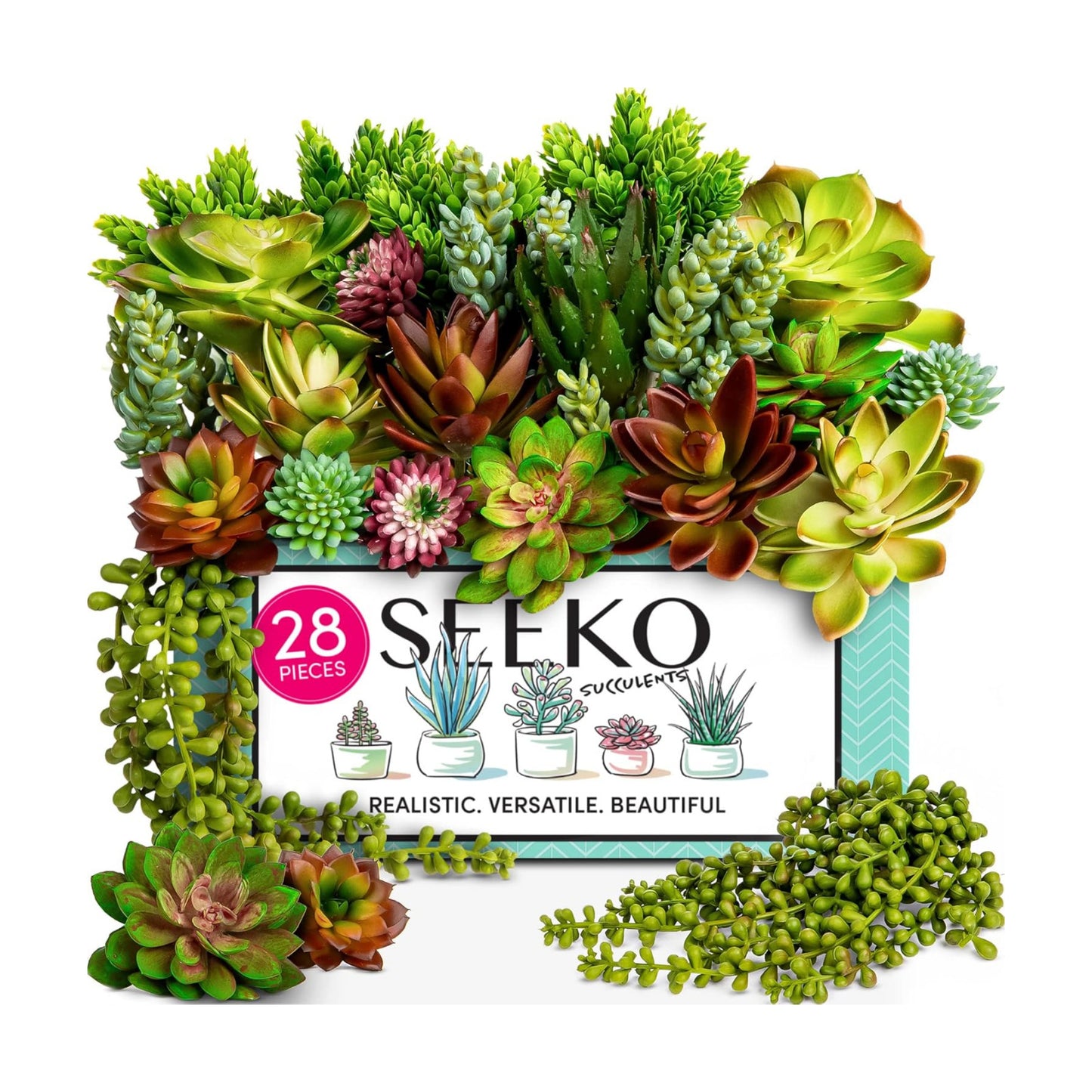 Succulents Plants Artificial Realistic Fake Succulents Faux / Set of 28