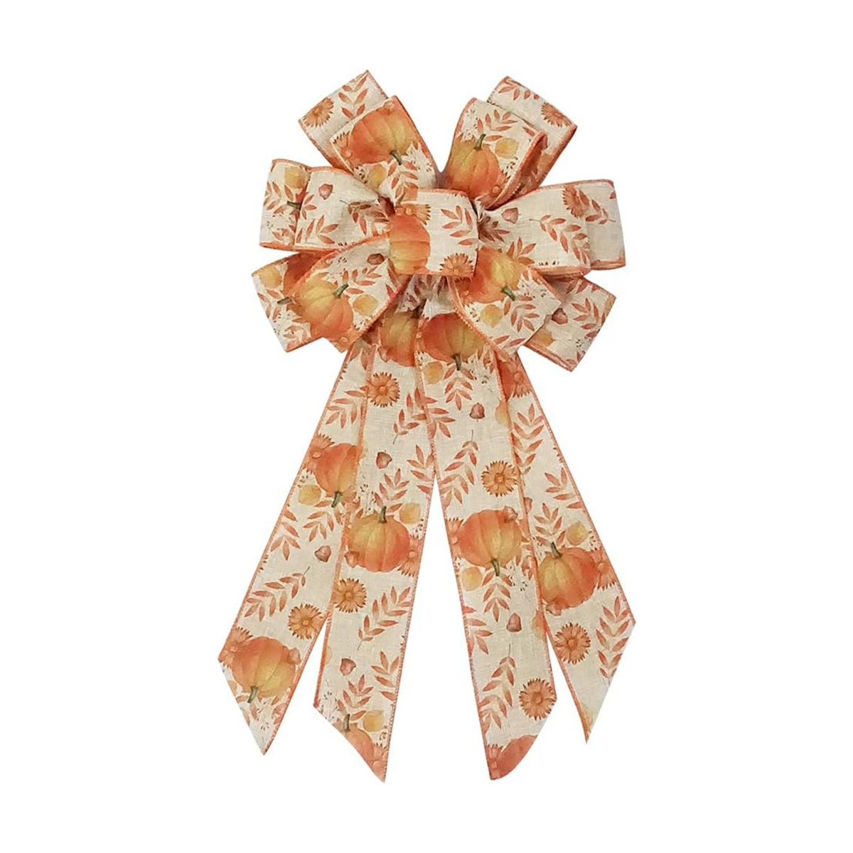 Large Fall Bows for Wreath, Thanksgiving Pumpkin Wreath With Autumn Leaves, Tree Topper Bow, Orange Burlap for Holiday Front Door, Fall Thanksgiving Decorations Supplies