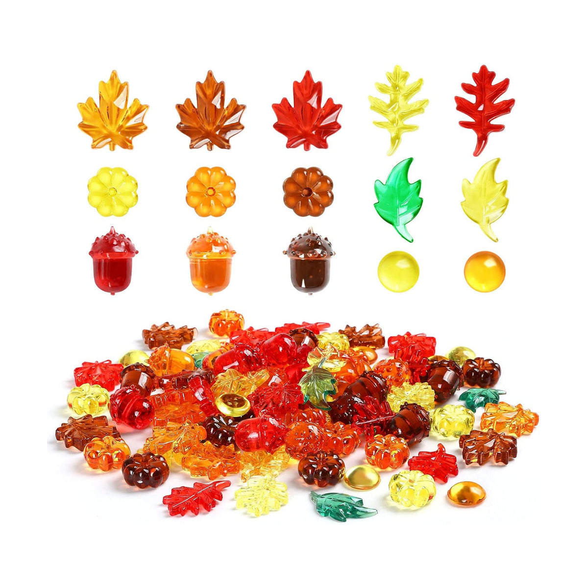 Fall Vase Filler Bin, Mini Acrylic Table Scatter, 90pcs