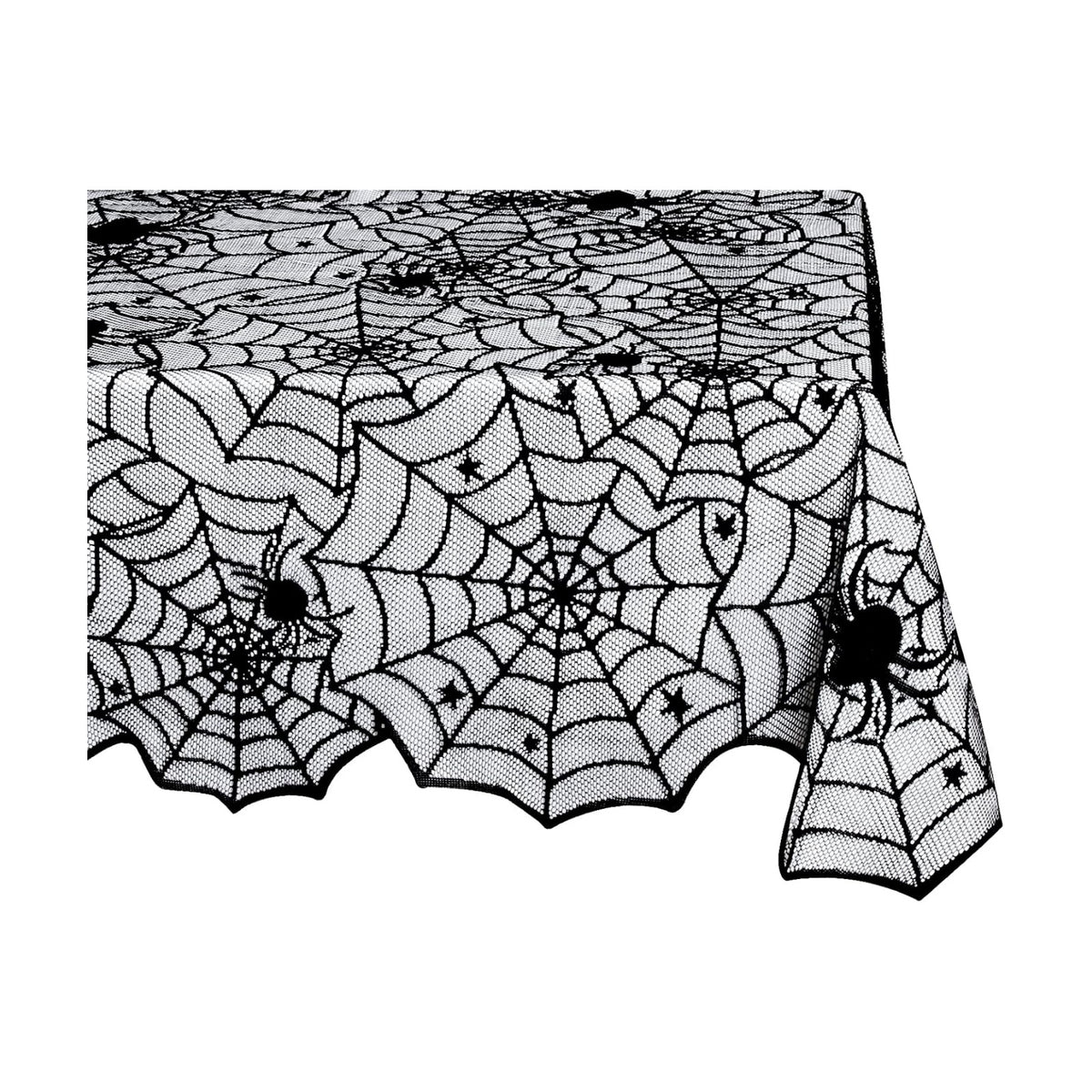 LuoluoHouse Black Lace Tablecloth 54x72 Inch Halloween Tablecloths Spider