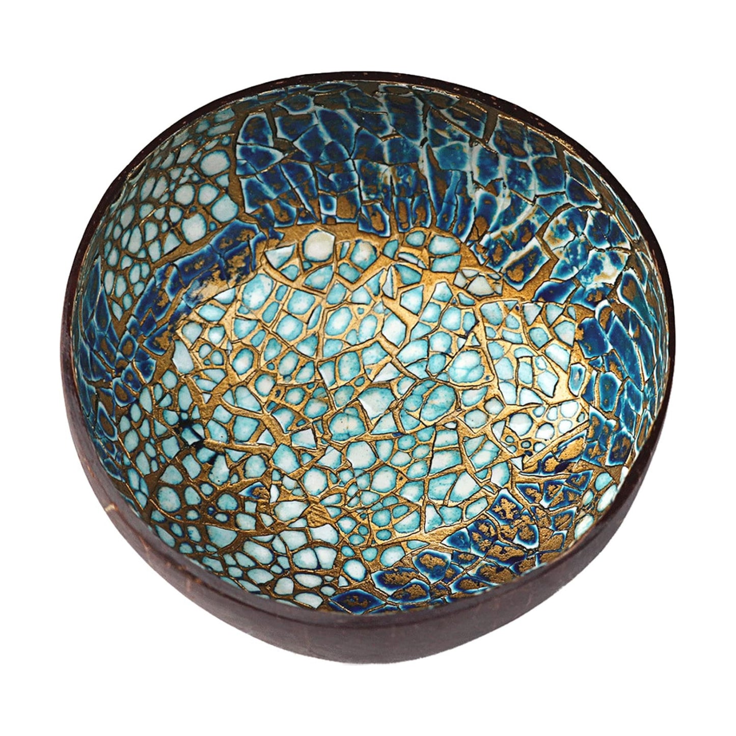 Key Bowl & Fruit Snack Holder / Mosaic Blue and Yellow
