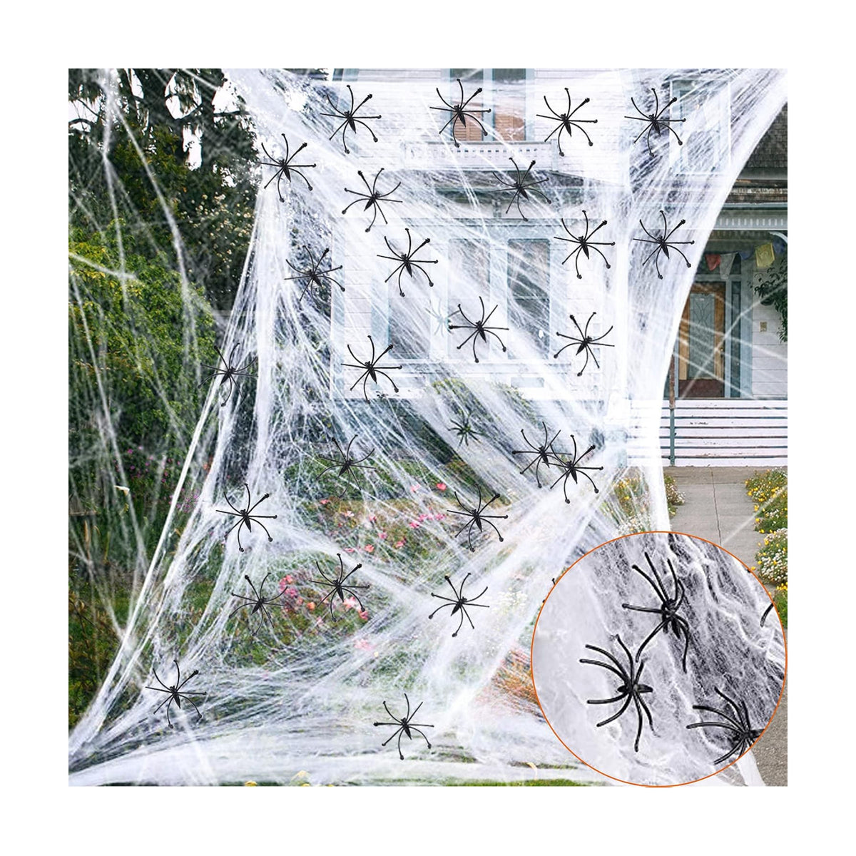Labrostar 1000 Sqft Halloween Spider Web Decorations with 100 Fake Spiders Spooky Spider Webbing Decorations Indoor Outdoor Party Yard Decor Supplies for Bar Haunted House
