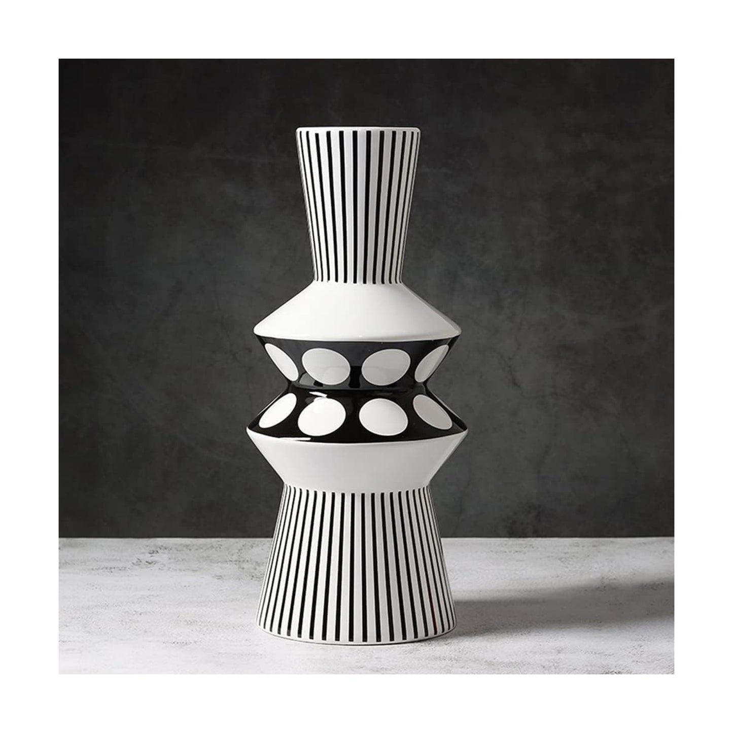 Flower vase Large and White Striped Geometric Ceramic Vase -Modern Vase Decoration. Home / Black