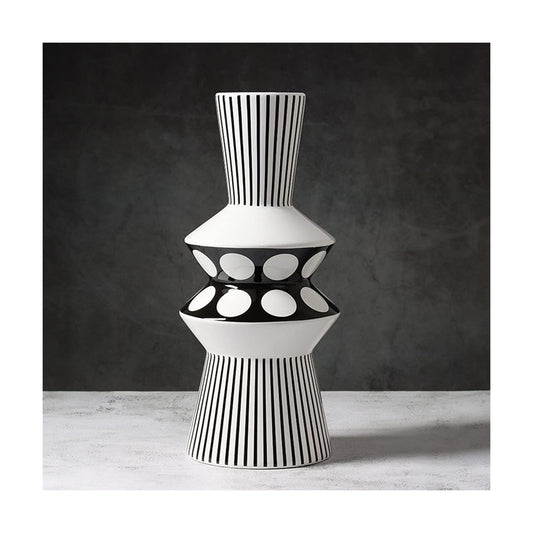 Flower vase Large and White Striped Geometric Ceramic Vase -Modern Vase Decoration. Home / Black