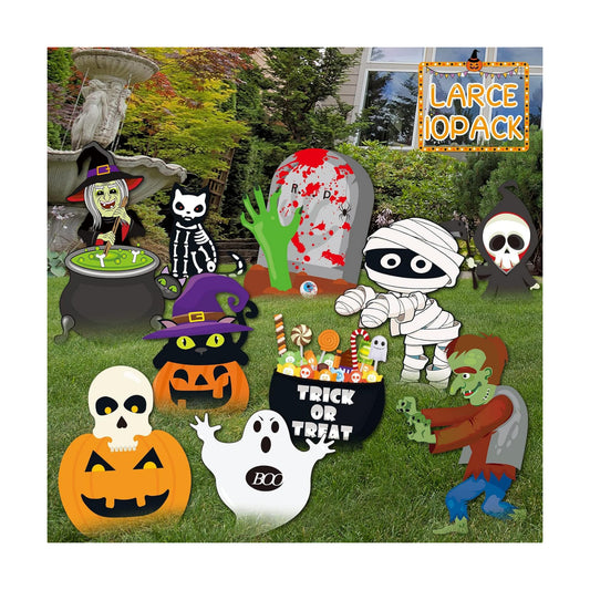 Jetec 10 Pcs Halloween Yard Signs with 20 Stakes