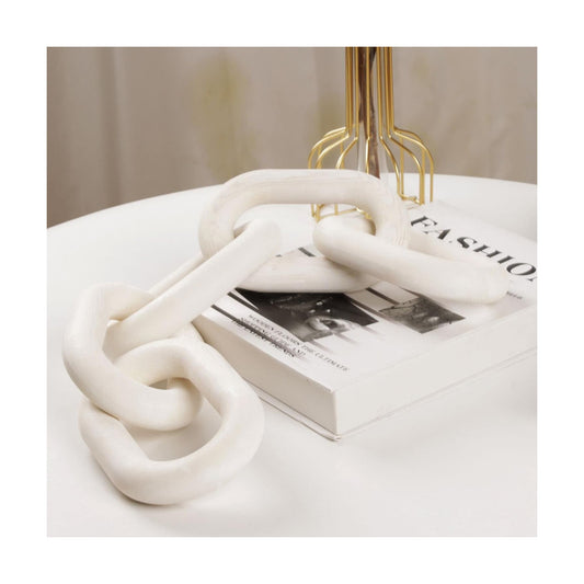 White Wood Chain Link Decor / White-5 / 22"D x 3.9"W