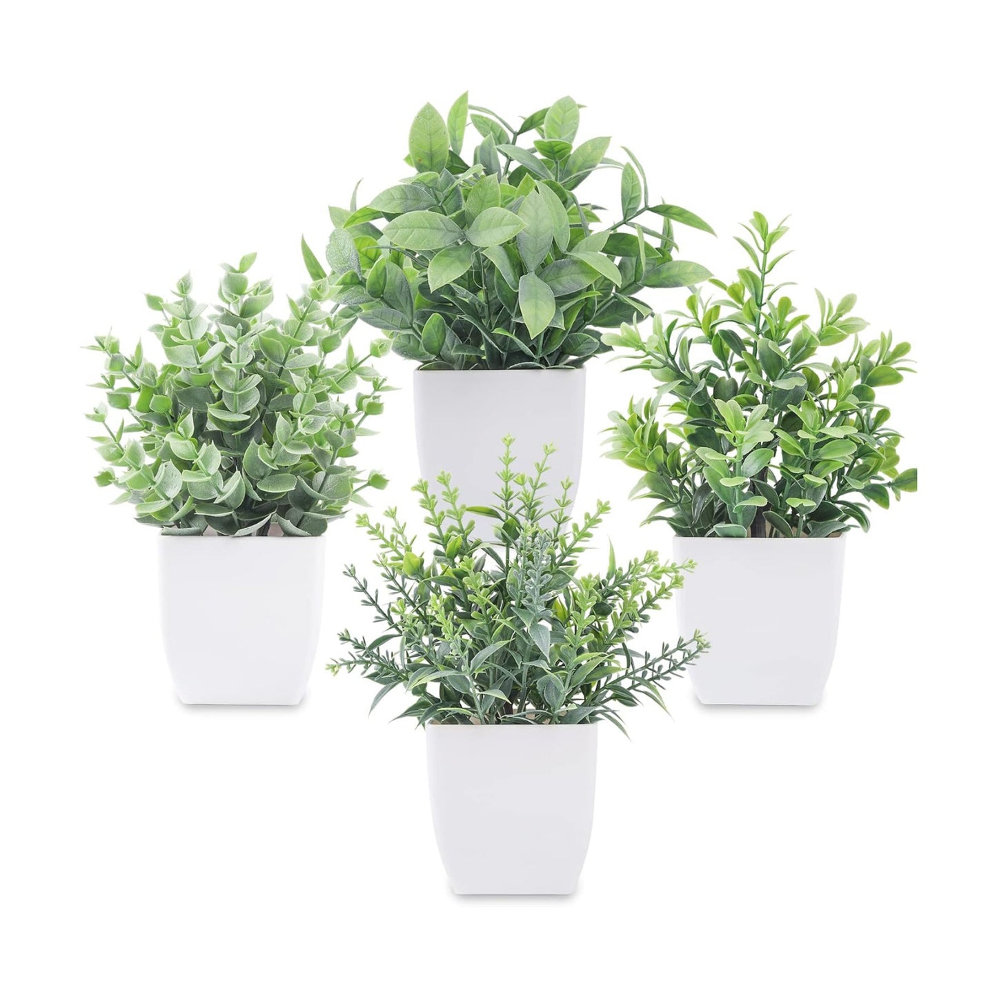 Der Rose 4 Pack 7" Mini Fake Plants, Artificial Plants for Bathroom Decor