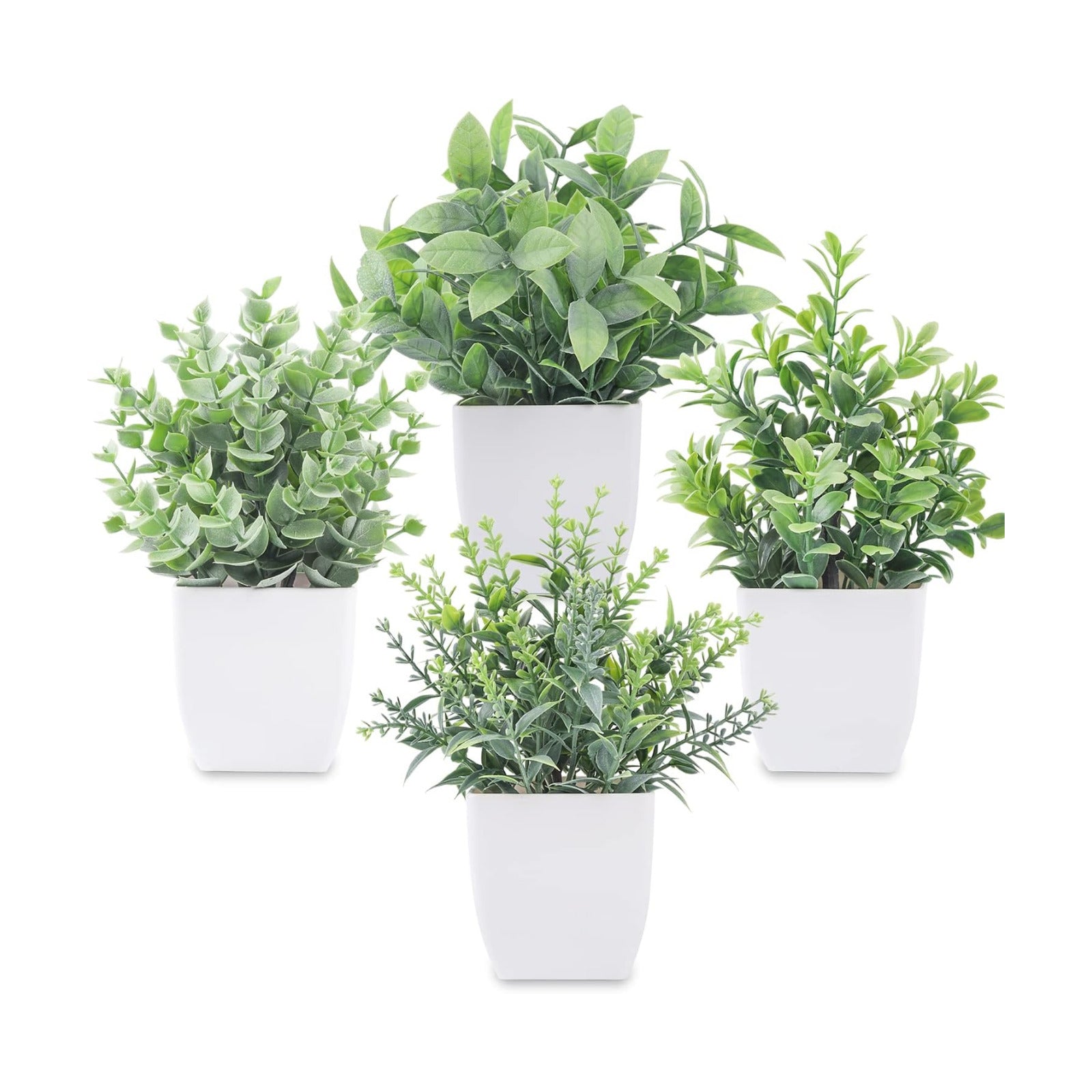 Der Rose 4 Pack 7" Mini Fake Plants, Artificial Plants for Bathroom Decor
