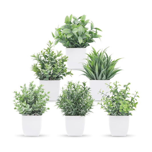 Fake Plants Small Artificial Plants Faux Plants Indoor / Grey / Set of 6