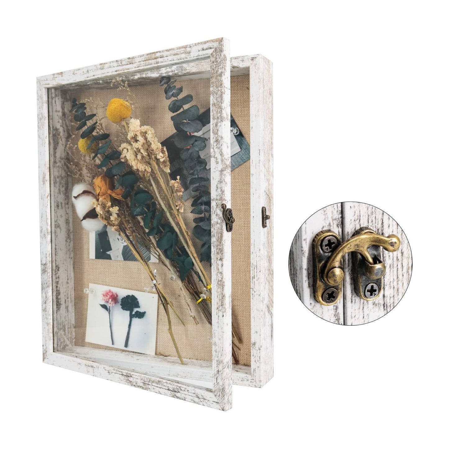 GraduatePro Shadow Box Frame 11x14 Display Case with Linen Back, Real Glass Window Door with Hinge, Picture Frame
