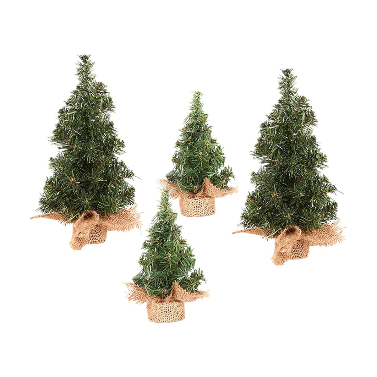 4 Pack Tabletop Mini Christmas Tree, 7.87" / 11.81" Artificial Miniature Pine Christmas Tree with Linen Base Perfect for Christmas Decorations, Home, Kitchen, Dining Table