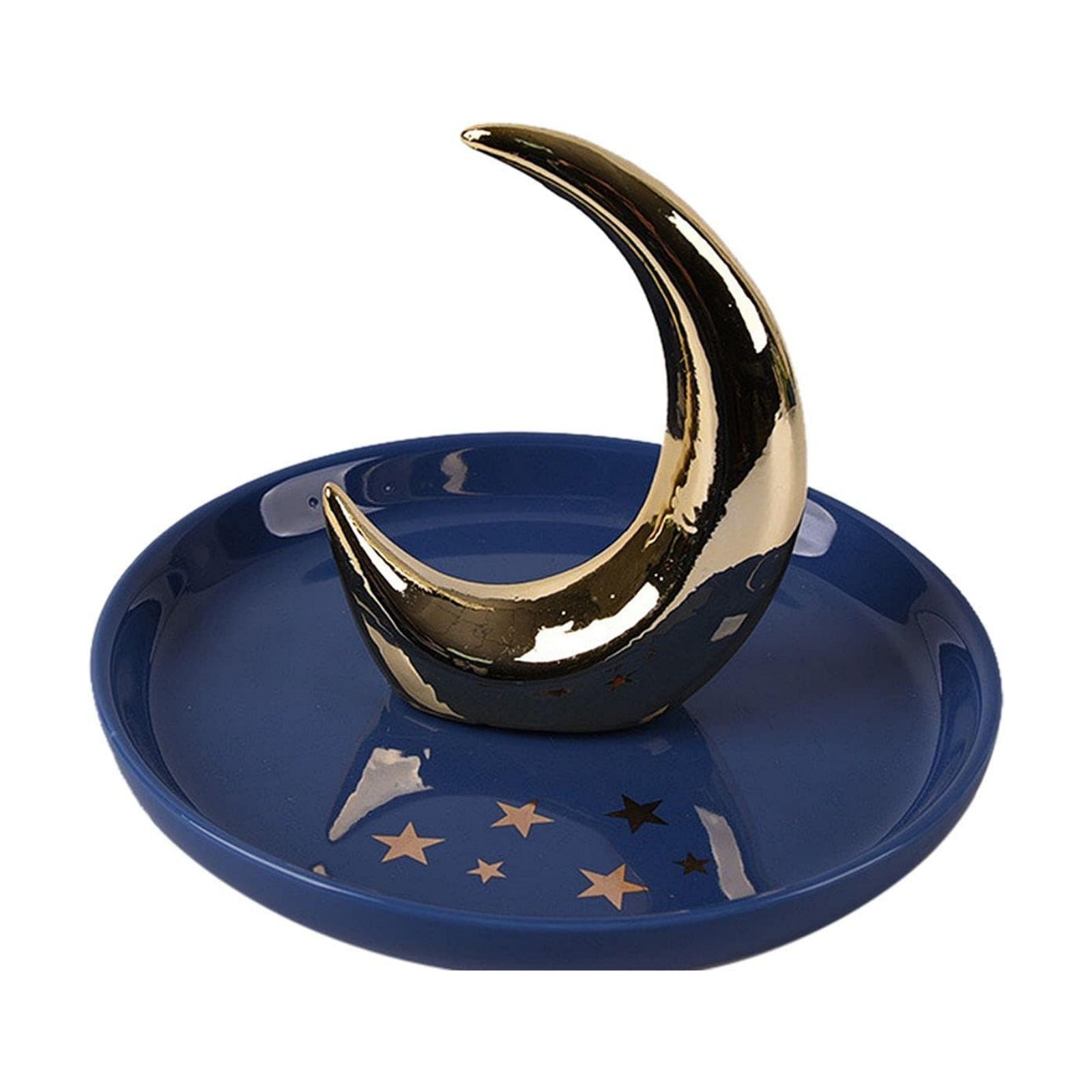 Ceramic Moon Jewelry Tray Rings Dish Necklaces Earrings Holder Display / Blue Strar Tray with Moon