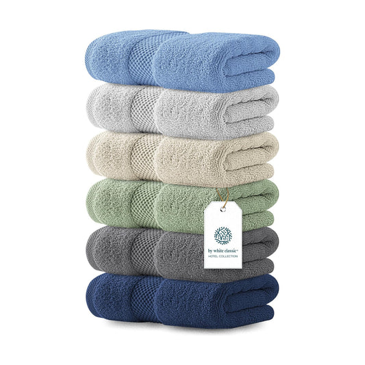 White Classic Luxury Multicolor Hand Towels - Soft 100% Turkish Cotton | Highly Absorbent Hotel spa Bathroom Towel