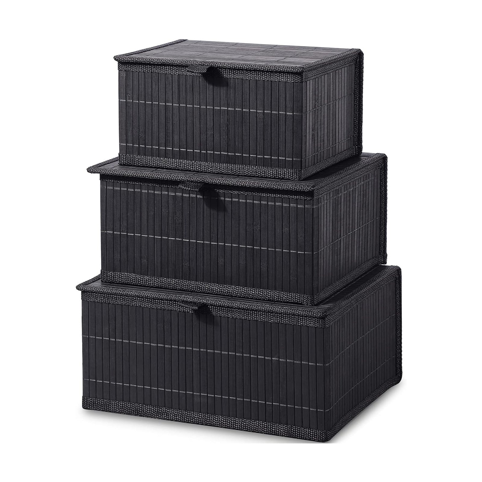 Woven Lined Storage Basket / Pure Black / Set of 3
