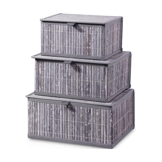 Woven Lined Storage Basket / Gray Marble / Set of 3