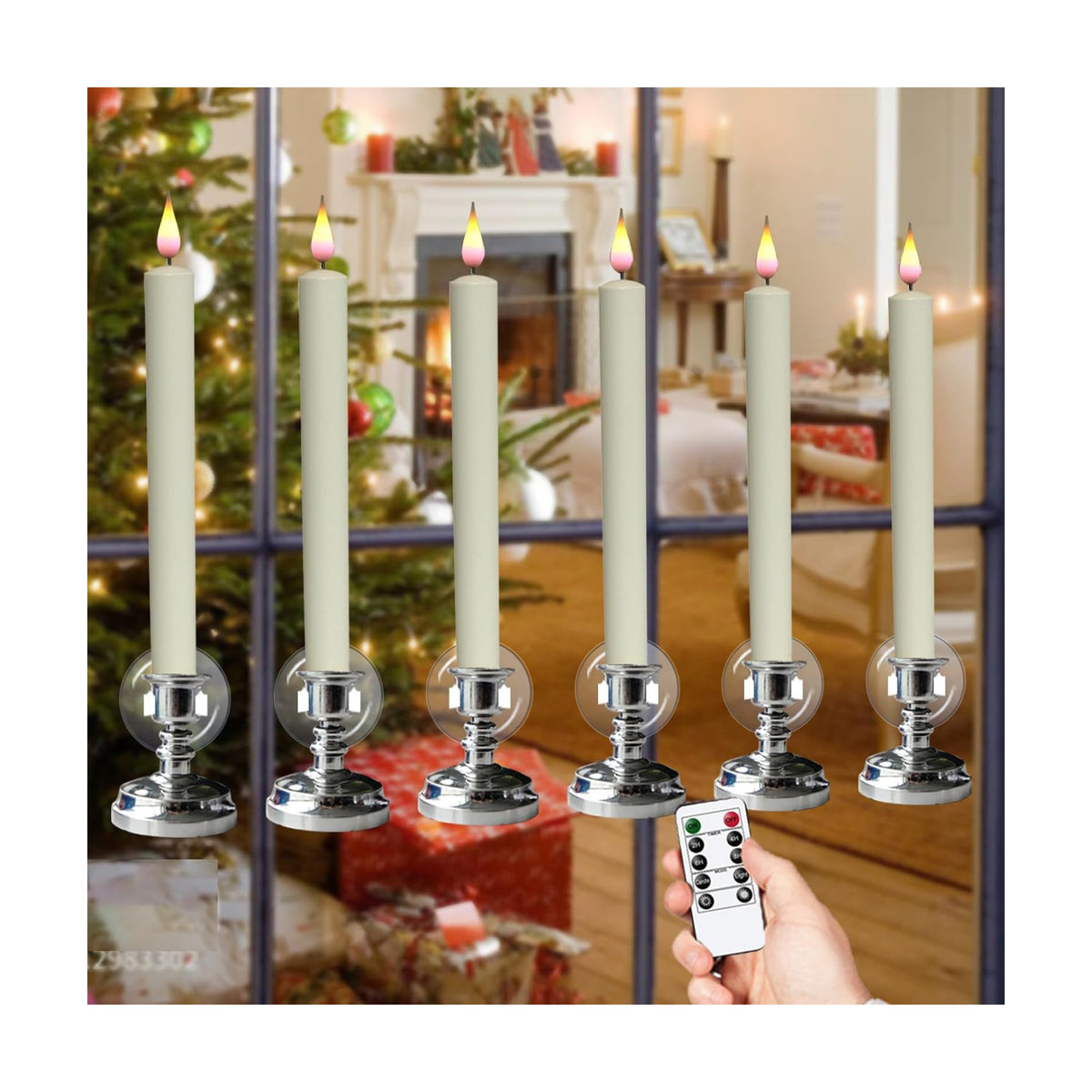 Wondise Flameless Taper Window Candles with Remote and Timer