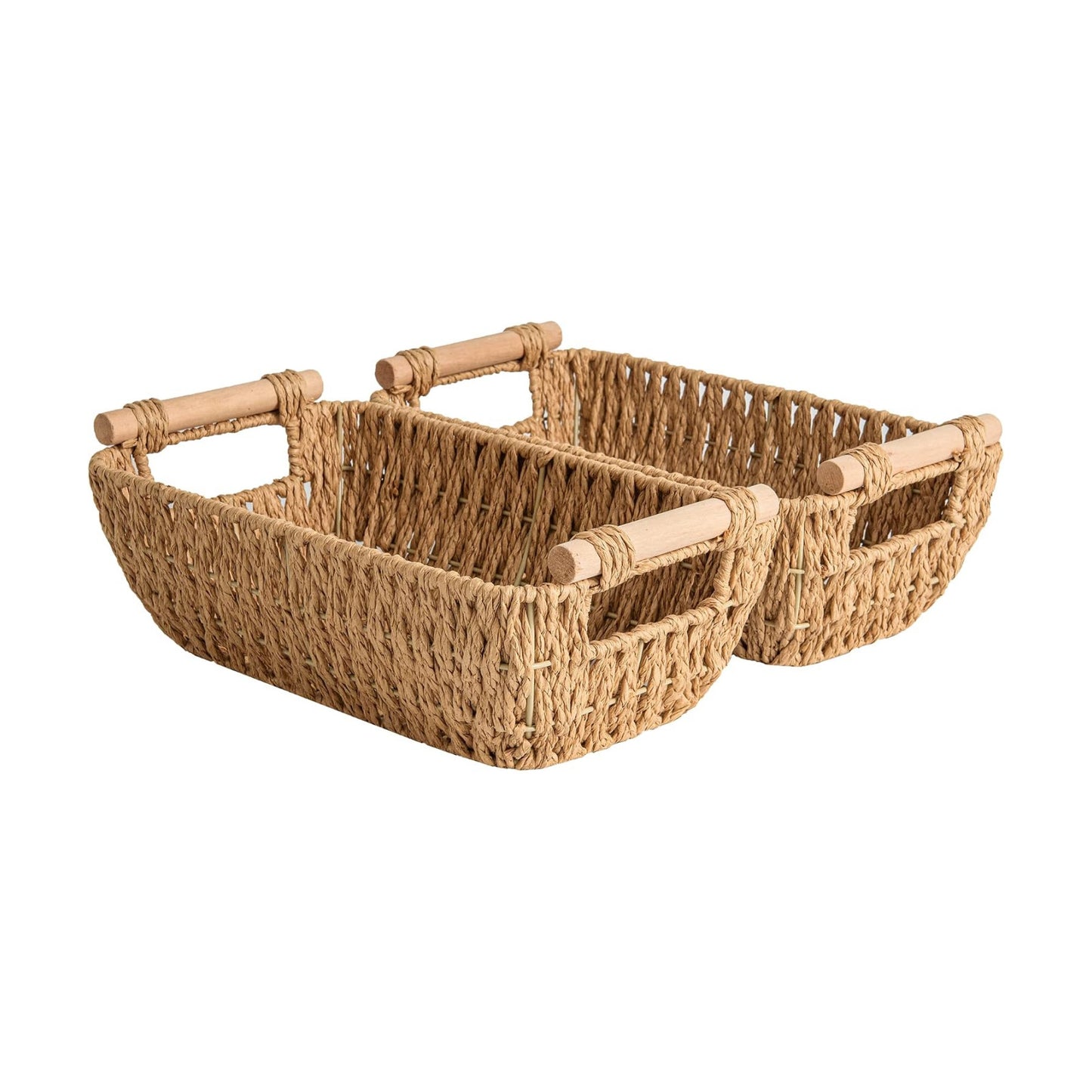 Hand-Woven Wicker Baskets / Light Brown / Small / Set of 2